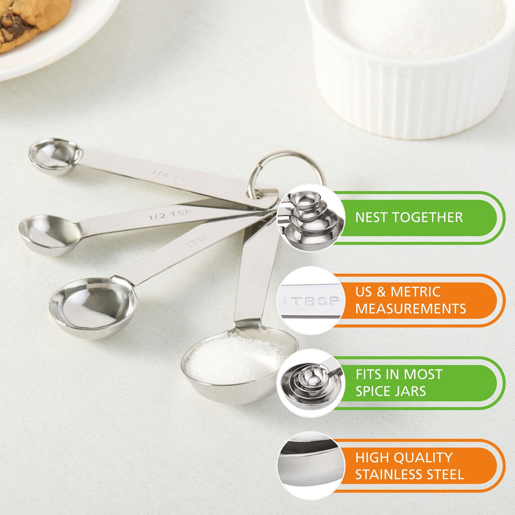 Innovative Kitchen Stainless Steel 4-Piece Nesting Measuring Spoons Set, Stainless Steel Finish - Innovative Kitchen Helper for Modern Cooking Detail