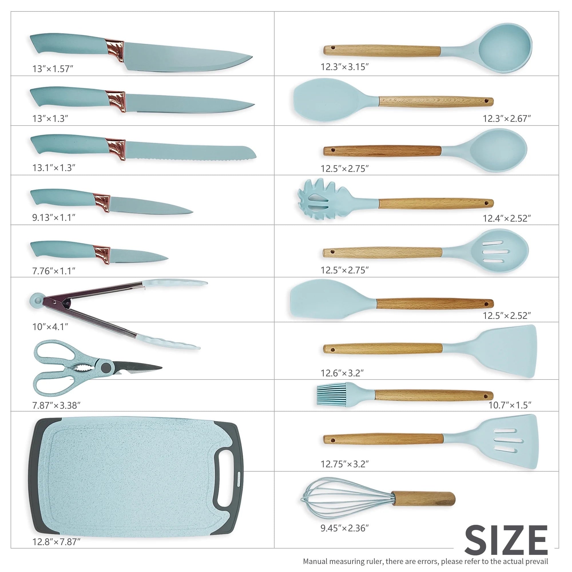 Seamless One-Piece Silicone Kitchen Cooking Utensils Set, 19 Pieces Utensil with Holder, Heat Resistant, Green - Durable Turner & Ladle Utensil Set for Home Chefs Detail
