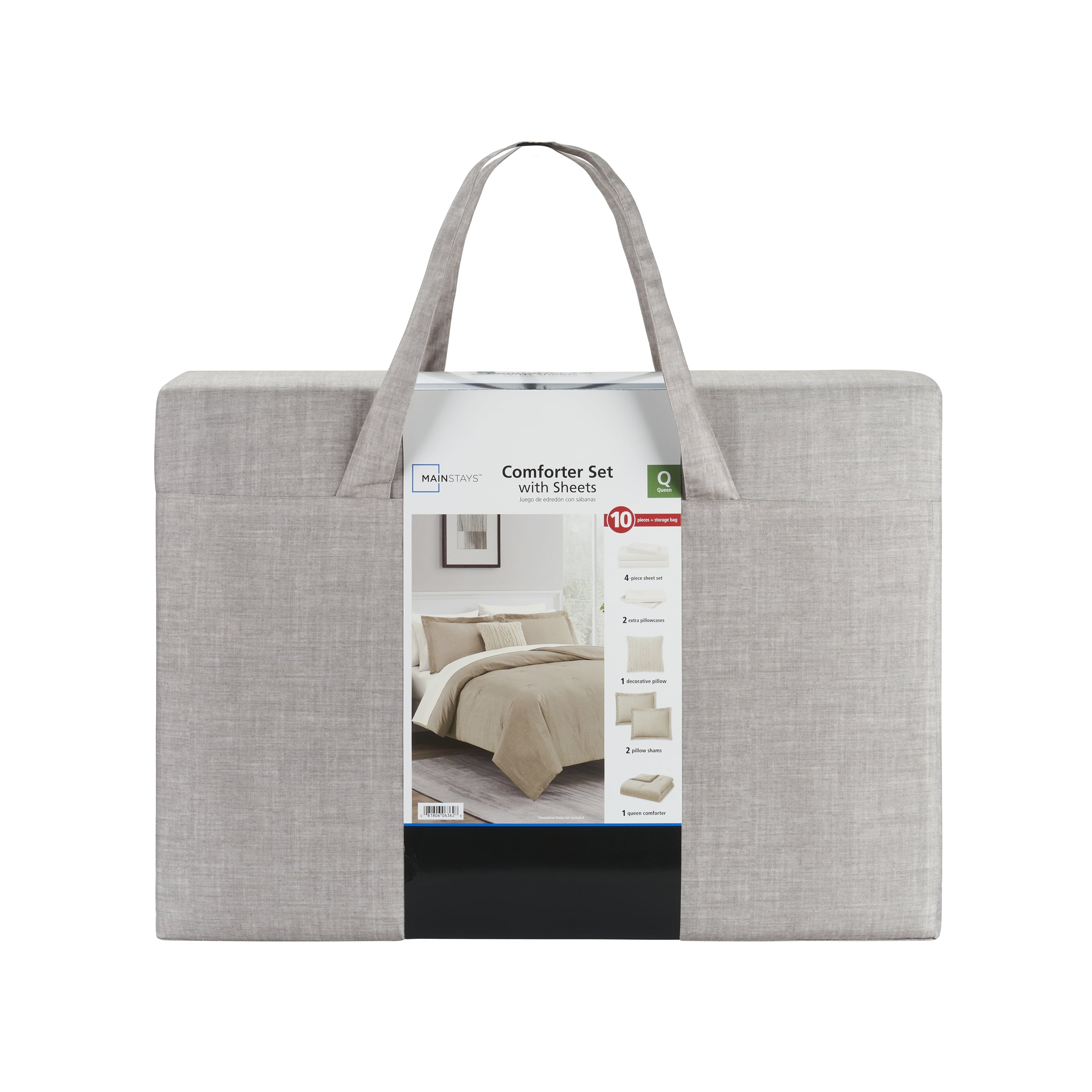 All-Season 7 Piece Beige Bed in a Bag Comforter Set with Sheets, Twin-XL - Cloud-Like Soft Lightweight Bed Comforter Detail