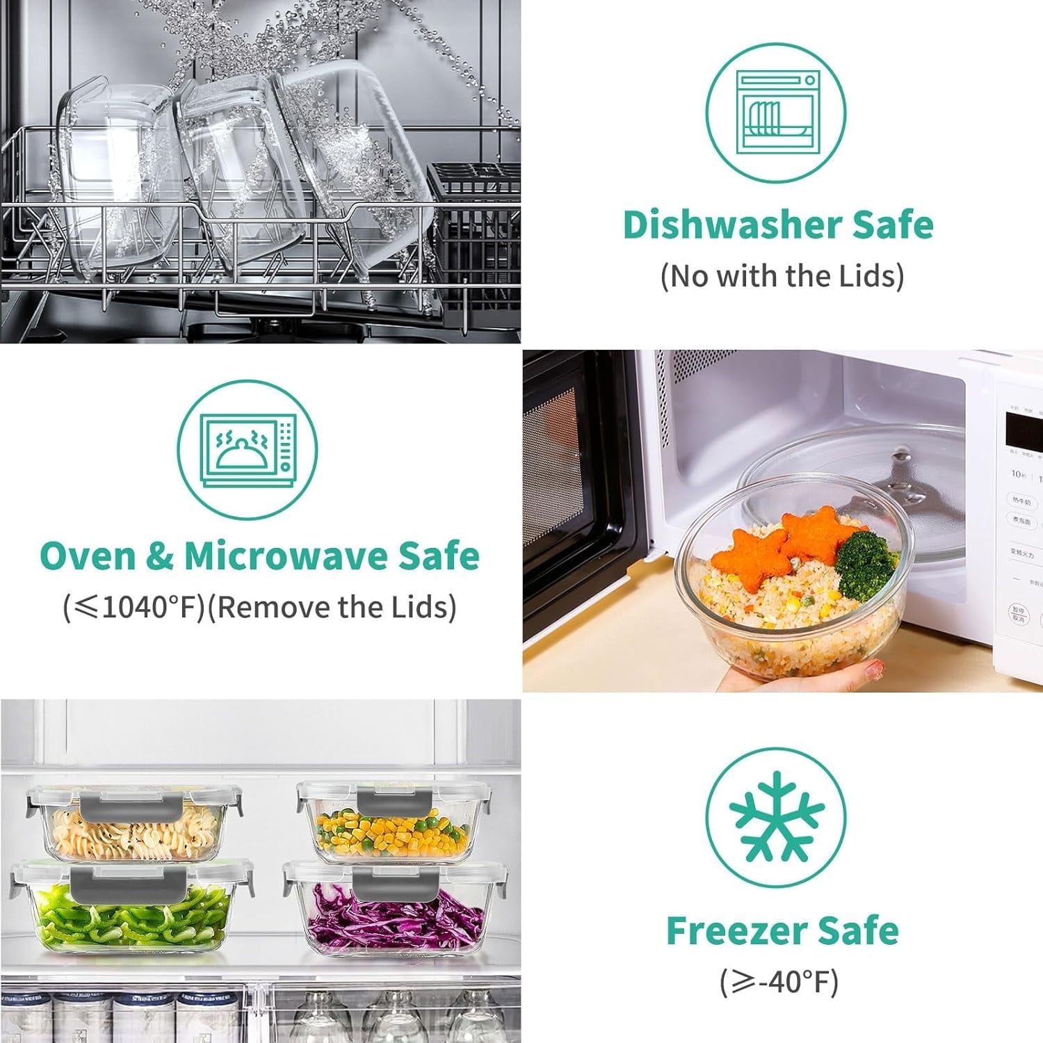 Playful Geometric 34pcs Glass Food Storage Containers with Lids Set, Airtight Meal Prep Containers (17 Containers & 17 Lids), Grey - Deliciously Soft Cupcake Sensory Glob Detail