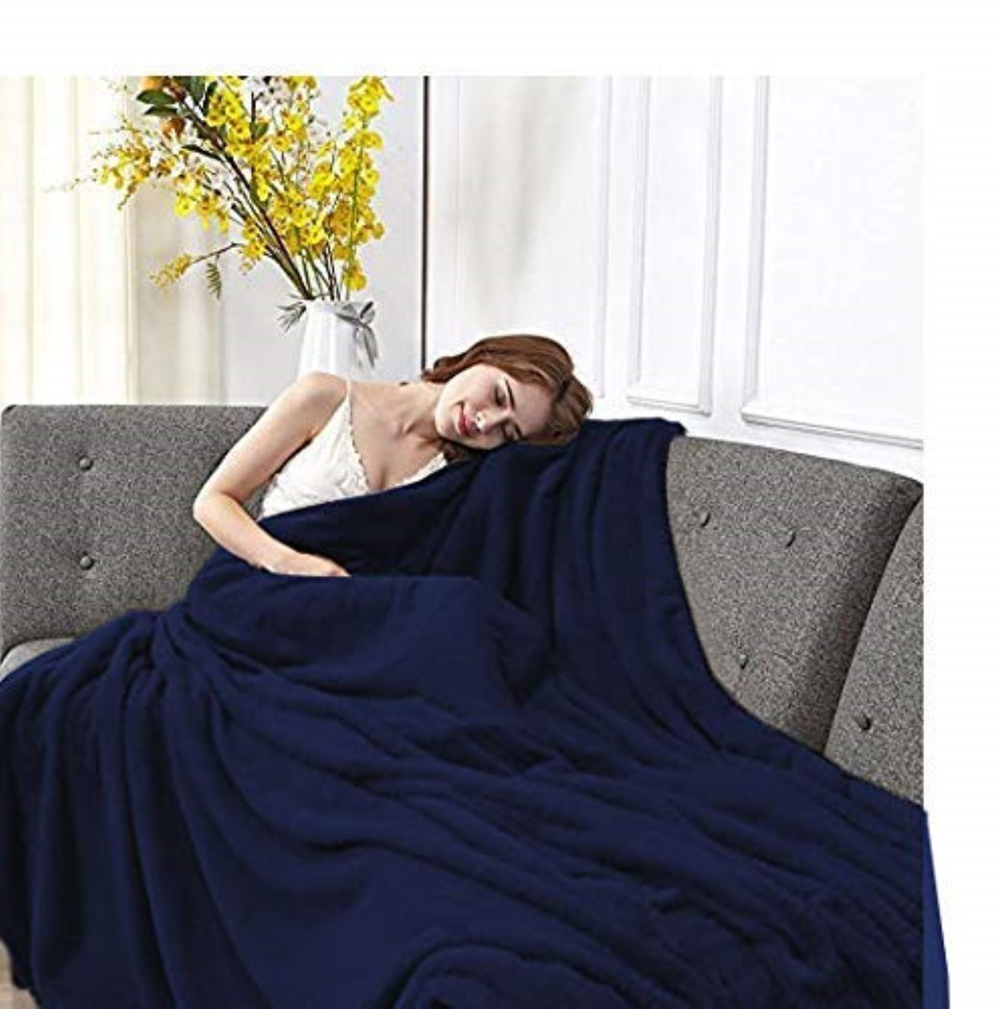 Decorative Knitted Solid Color 90"L x 60"W Fleece Throw Blanket for Fall, Winter, Spring, Summer, Men, Women, Homeless, Charity Donation... - Luxury Knitted Decorative Throw Blanket with Fringes Detail