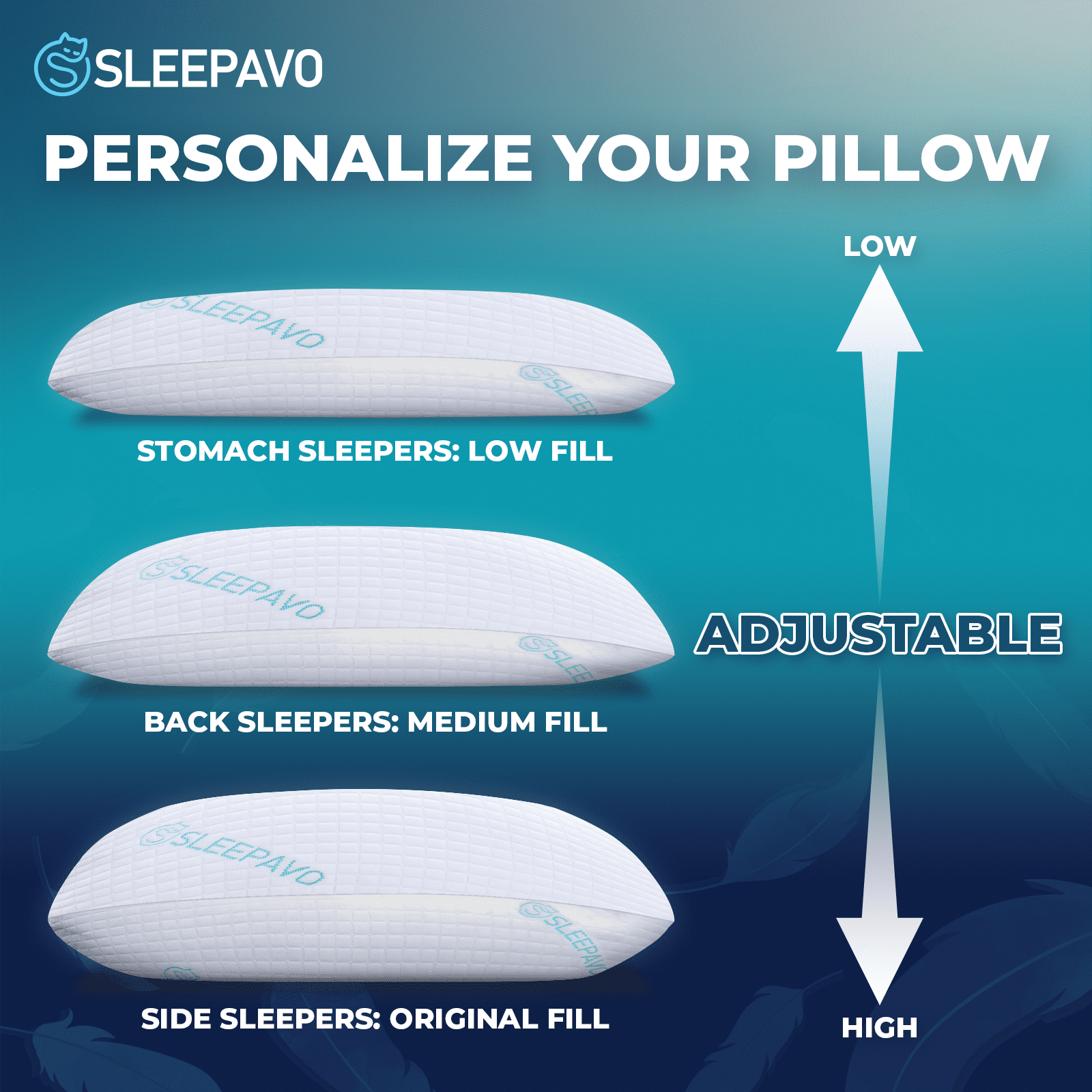 Hotel Collection Adjustable Shredded Memory Foam Pillows Queen Size Set of 2 - Extra Soft Cooling Bamboo Bed Pillows for Sleeping - Ba... - Ergonomic Memory Foam Pillow for Neck Pain Support Detail