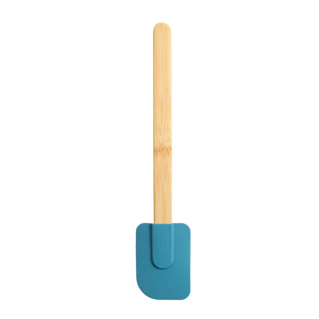 Ergonomic Cooking Silicone Spatulas Set 4 with Bamboo Handles, Blue - Ergonomic Kitchen Tongs and Cooking Spoon Utensil Detail
