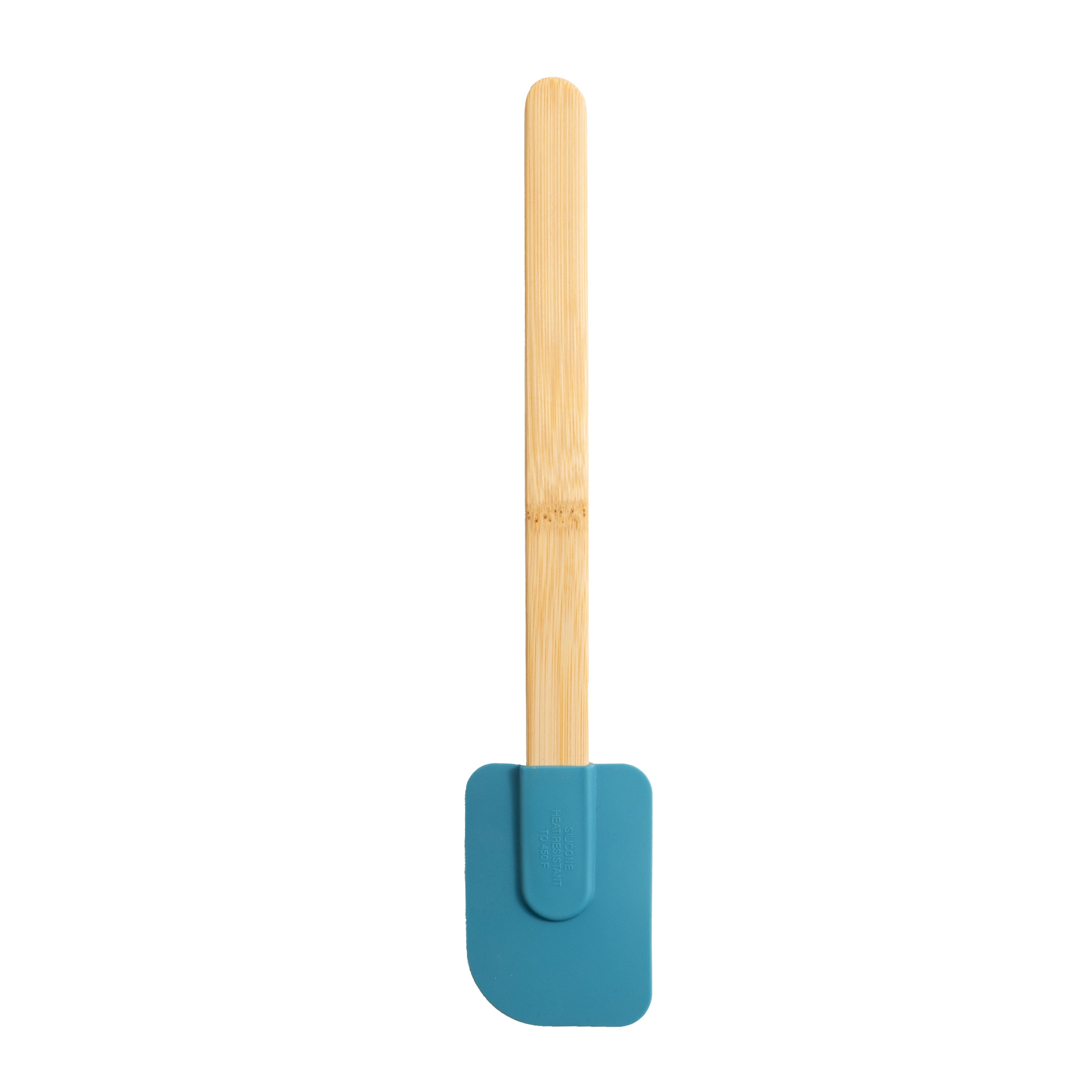 Ergonomic Cooking Silicone Spatulas Set 4 with Bamboo Handles, Blue - Ergonomic Kitchen Tongs and Cooking Spoon Utensil Detail