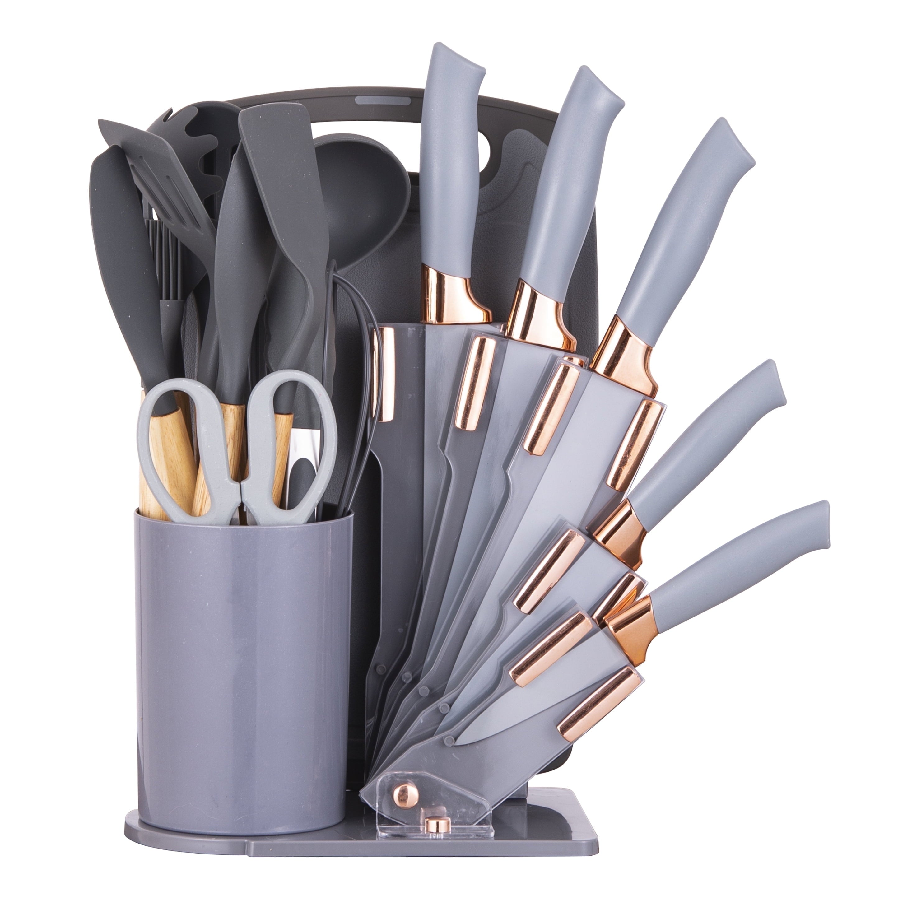 Premium Silicone 19-Piece Silicone Kitchen Utensil & Knife Set - Heat-Resistant Cooking Tools Non-Stick Safe Gift for Mom or Wo... - Premium Stainless Steel Cooking Utensil for Non-Stick Pots - Default Title