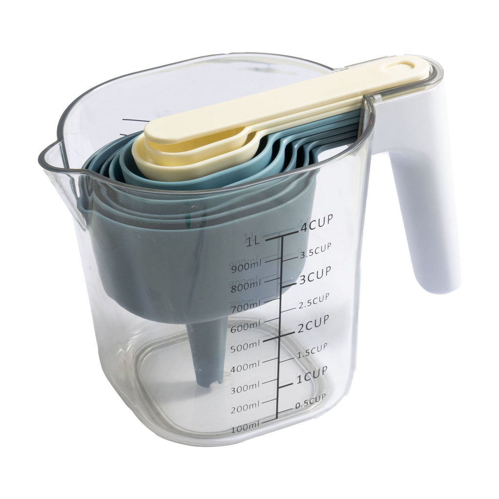 Premium Kitchen 9-Piece Stackable Measuring Set Kitchen Tools for Cooking, 7.48" L, Blue - Innovative Kitchen Helper for Modern Cooking Detail