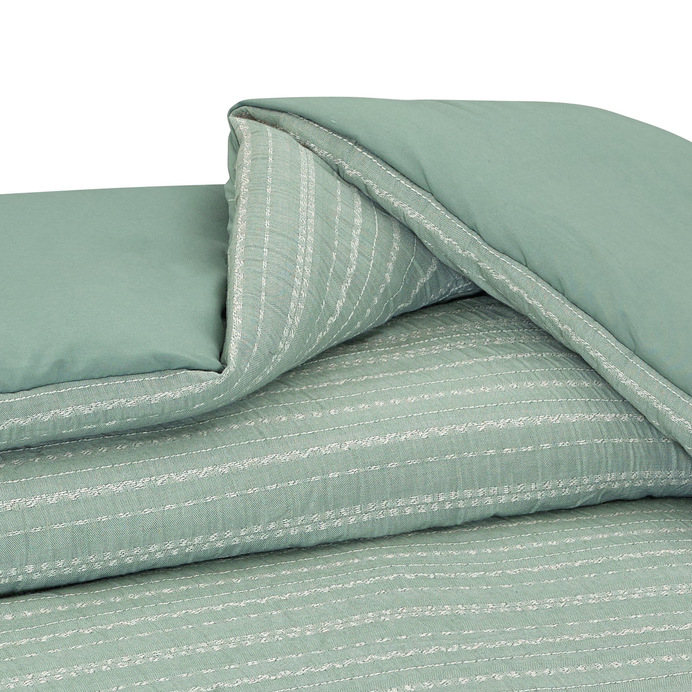 All-Season Crafted Woven 3-Piece Comforter Set, Green River, Full Queen, All Ages - Cloud-Like Soft Lightweight Bed Comforter Detail