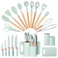 High-Precision 19pcs Silicone Kitchen Utensil Set, Heat-Resistant Non-Stick Easy Cooking Cleaning Home Light-Green - Professional Kitchen Tool for Culinary Enthusiasts - Default Title