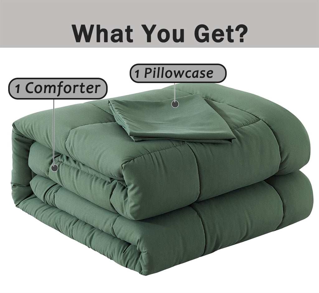 Luxurious Quilted 3-Piece Twin Size Comforter Set, Green Down Alternative Reversible Bedding Set, All-Season Quilted Soft Comforter wit... - Luxurious Quilted Duvet Cover Set Detail