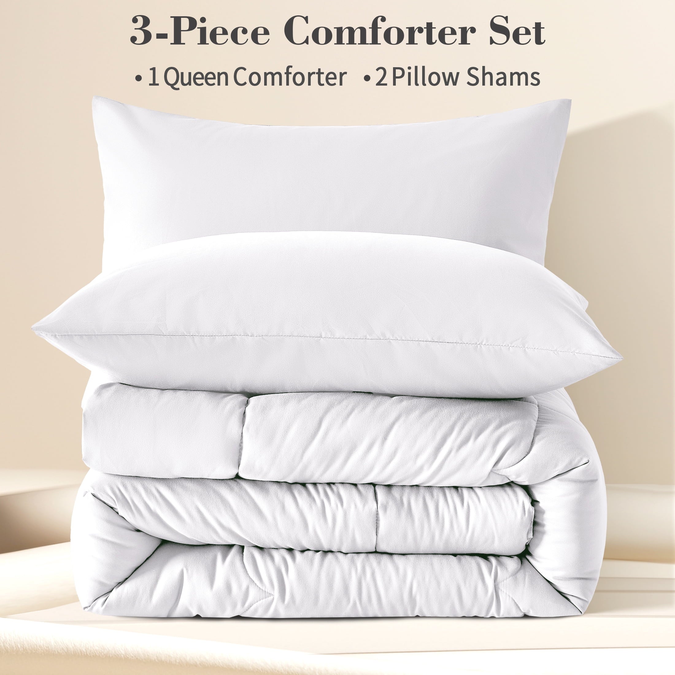 Hypoallergenic Cloud 3-Piece Queen Comforter Set - All-Season Down Alternative Bedding Bundle with 2 Pillow Shams, Premium Soft Bedding Se... - Cloud-Like Soft Lightweight Bed Comforter Detail