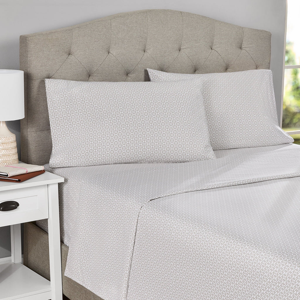Cooling Sateen 3-Piece 300 Thread Count Grey Flake Cotton Blend Bed Sheet Set, Twin XL - Luxury Bed Sheet Set with Deep Pockets Detail