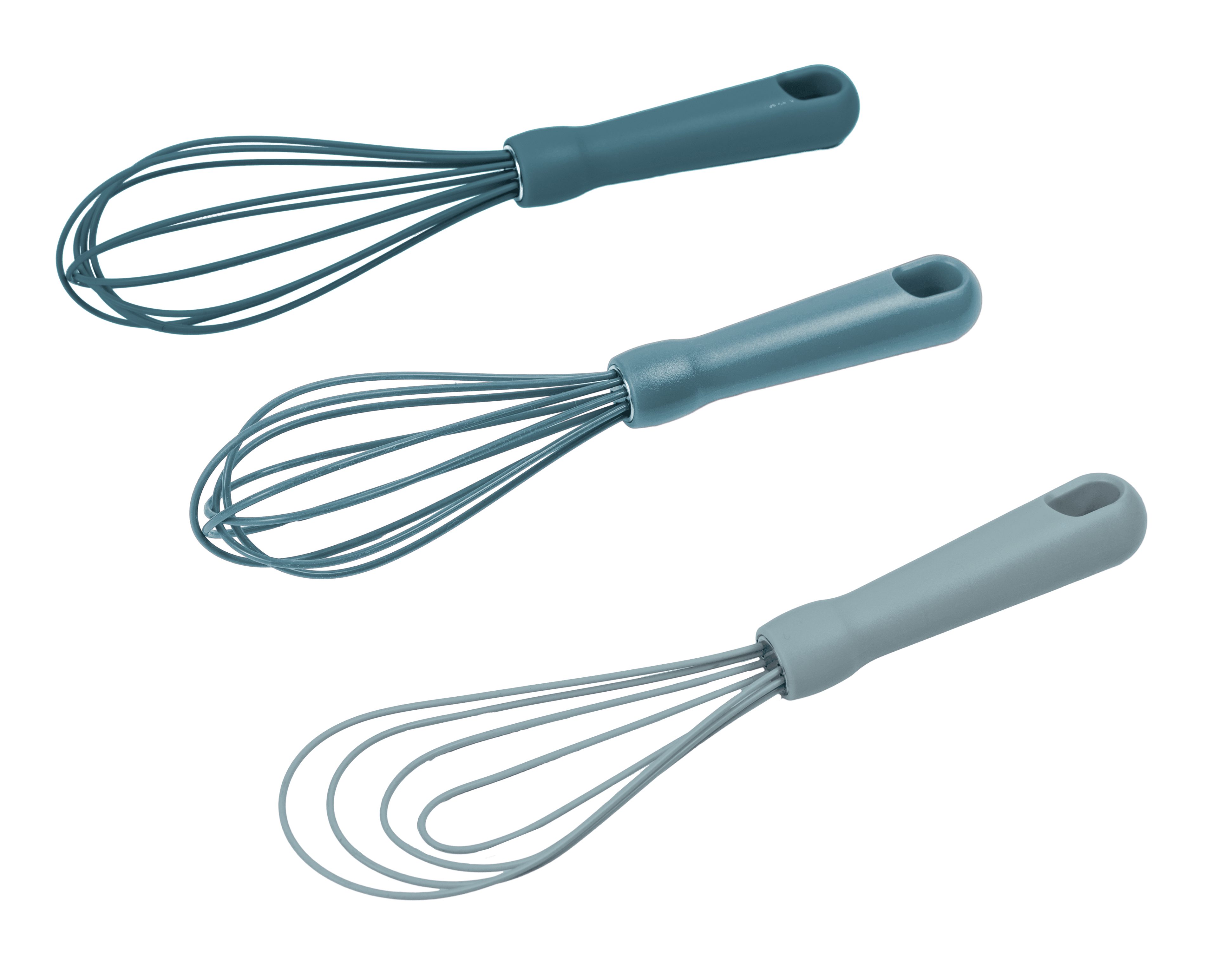 Premium Kitchen 3-Piece Silicone Whisk Set, 10.5"/10.4"/9.6" L, Blue Color - Premium Stainless Steel Garlic Presser & Peeler Detail
