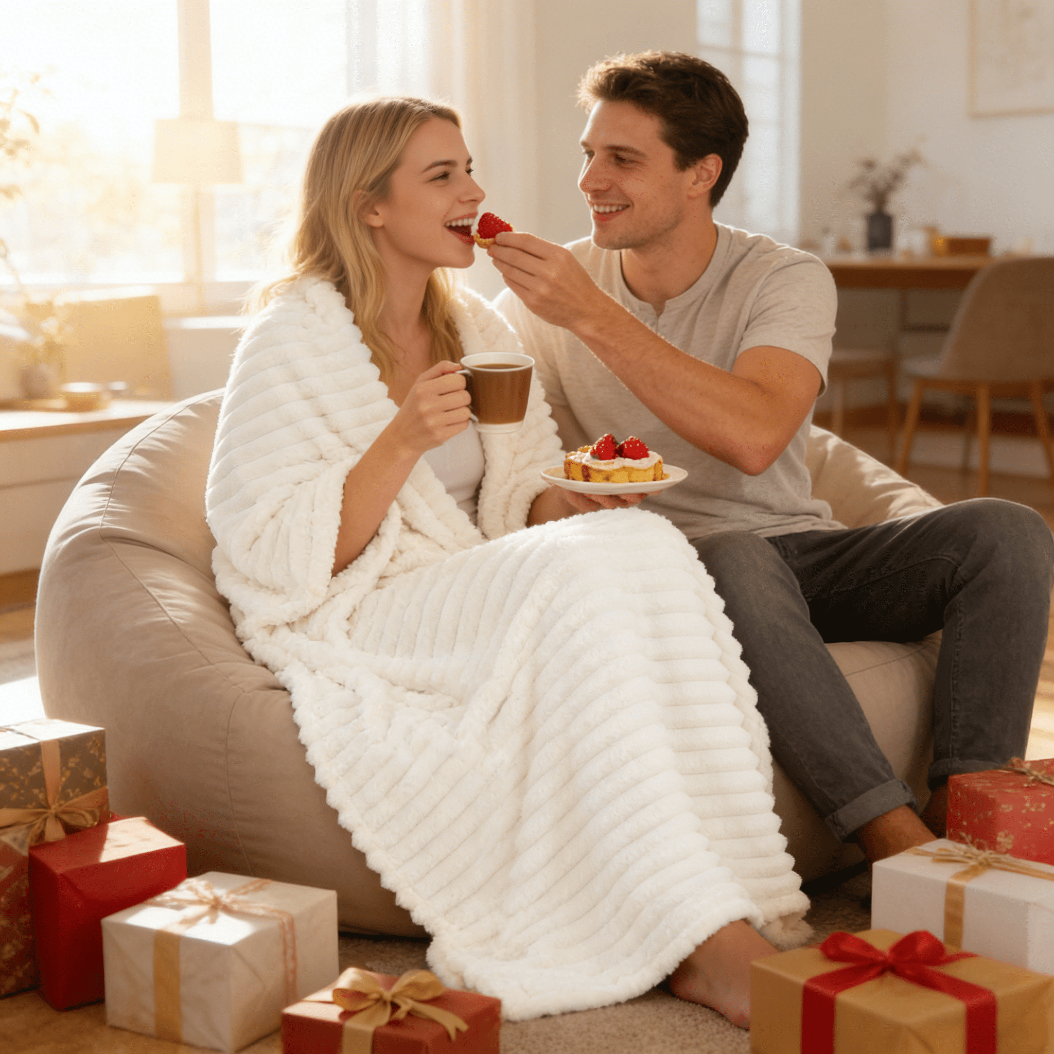Super Soft Flannel White Fleece Throw Blanket for Couch, Super Soft Cozy Blankets and Throws, Decorative Fleece Blankets for Women Men G... - Super Soft Reversible Sherpa Flannel Blanket Detail