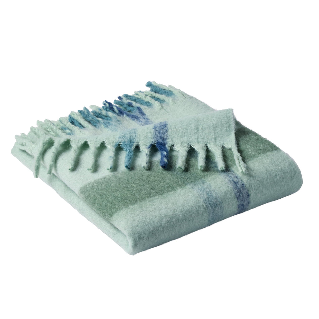 Cozy Fleece Faux Mohair Cozy Couch Throw Blanket Green Plaid, 50x72" - Super Soft Reversible Sherpa Flannel Blanket Detail
