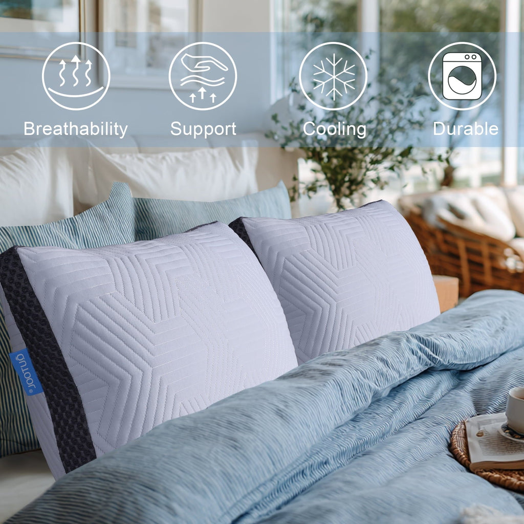 Hotel Collection Soft Bed Pillow, Shredded Memory Foam Pillow, Comfortable Sleeping Pillow, Standard Size, Affordable Everyday Use - Orthopedic Shredded Foam Bed Pillow Set Detail