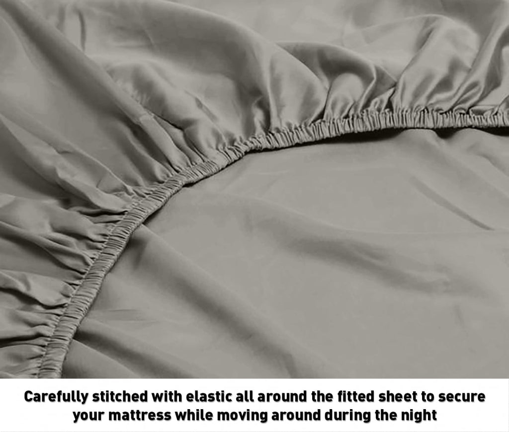 Premium Egyptian Cotton 600 100% Cotton Wrinkle Free Striped Sheet Set (Twin, Gray) - Premium Ultra-Soft Pillowcase Pair for Sleeping Detail