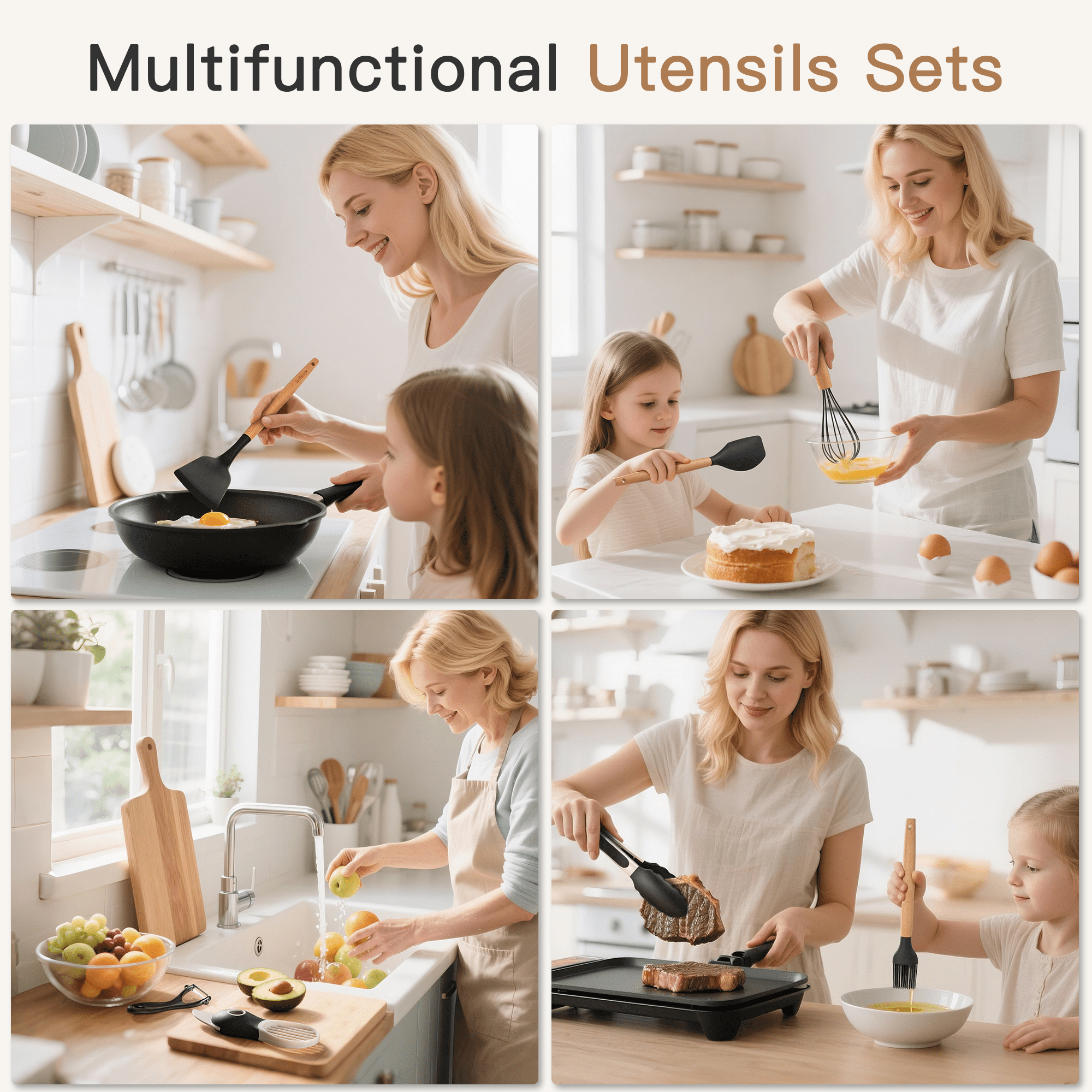 Professional Grade Silicone Cooking Utensils Set, 38 PCS Kitchen Utensils Set for 446°F Heat Resistant, Food Grade Utensil Sets with Woo... - Professional Kitchen Tool for Culinary Enthusiasts Detail