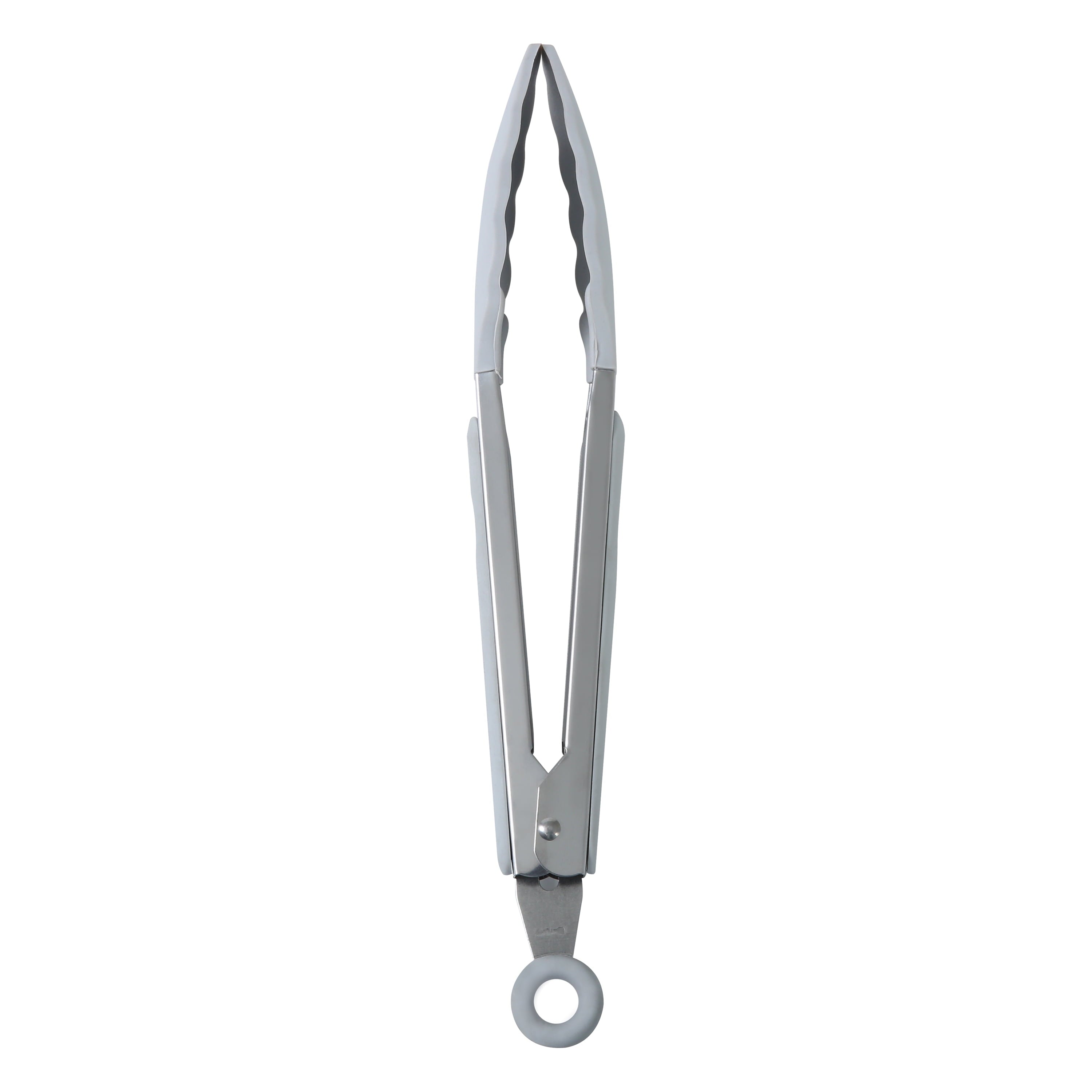 Durable Steel 9" Stainless Steel and Silicone Locking Tongs, Soft Grip Handle, Grey Flannel - Multi-Purpose Hand Tool for Daily Meal Prep Detail
