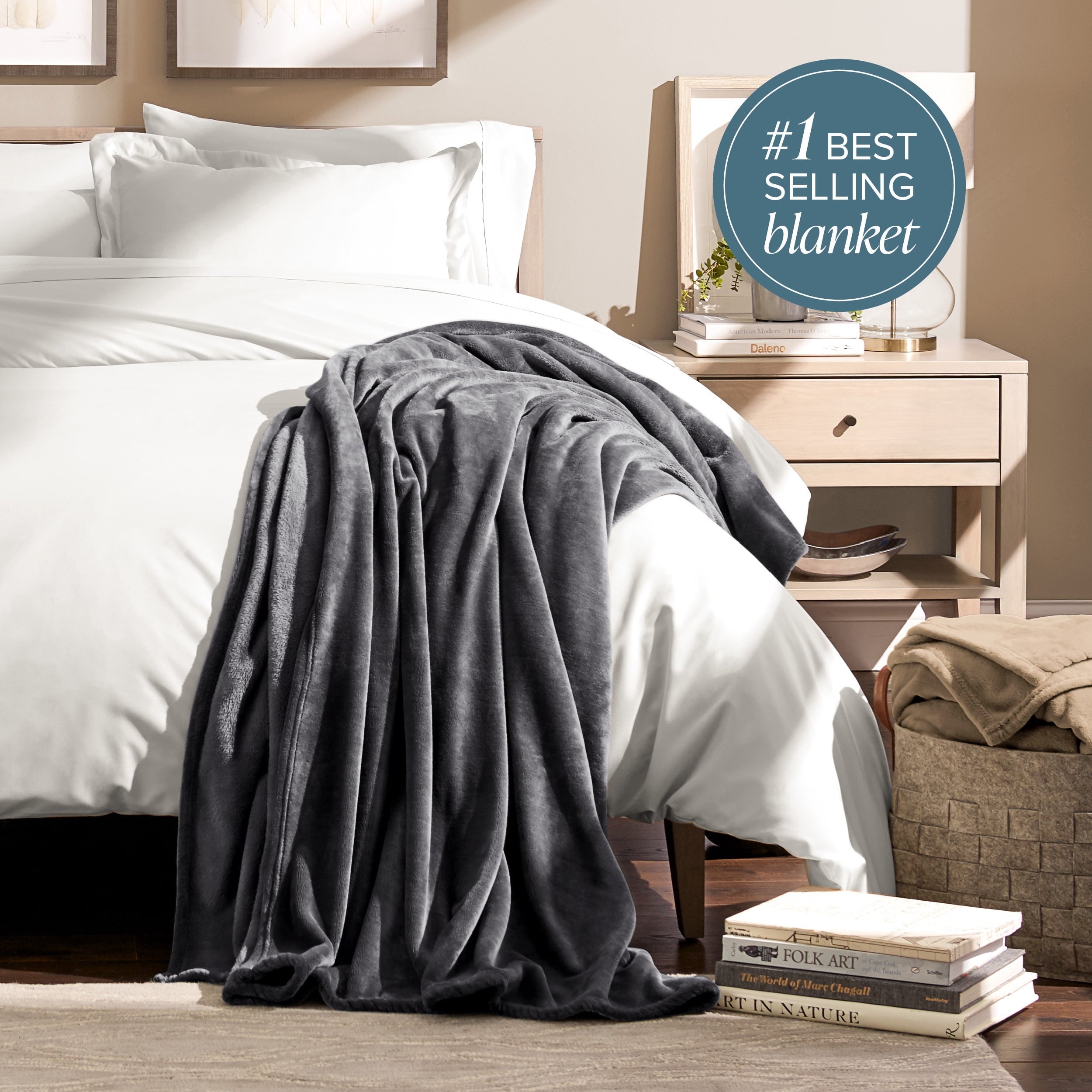Super Soft Flannel Microplush Fleece Blanket - 300 GSM - Fuzzy Microfleece - Soft & Plush - Full/Queen, Gray - Luxury Knitted Decorative Throw Blanket with Fringes Detail