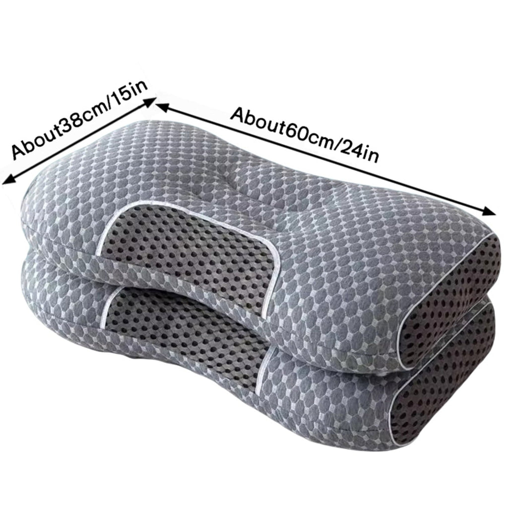 Orthopedic Support 2-Piece Set - 24"x15" Gray Bed for Back, Side, Stomach Sleepers - Hotel Quality Plush Sleeping Pillows Detail