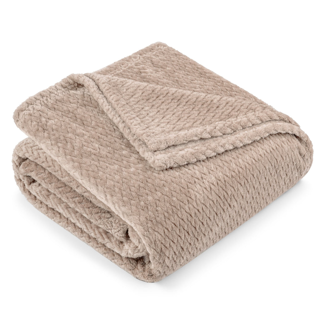 Reversible Sherpa Soft Fleece Taupe Tan Throw Blanket for Couch, Lightweight Plush Warm Blankets for Bed, Fuzzy Cozy Flannel Blanket Th... - Lightweight Plush Warm Blanket for All Seasons Detail