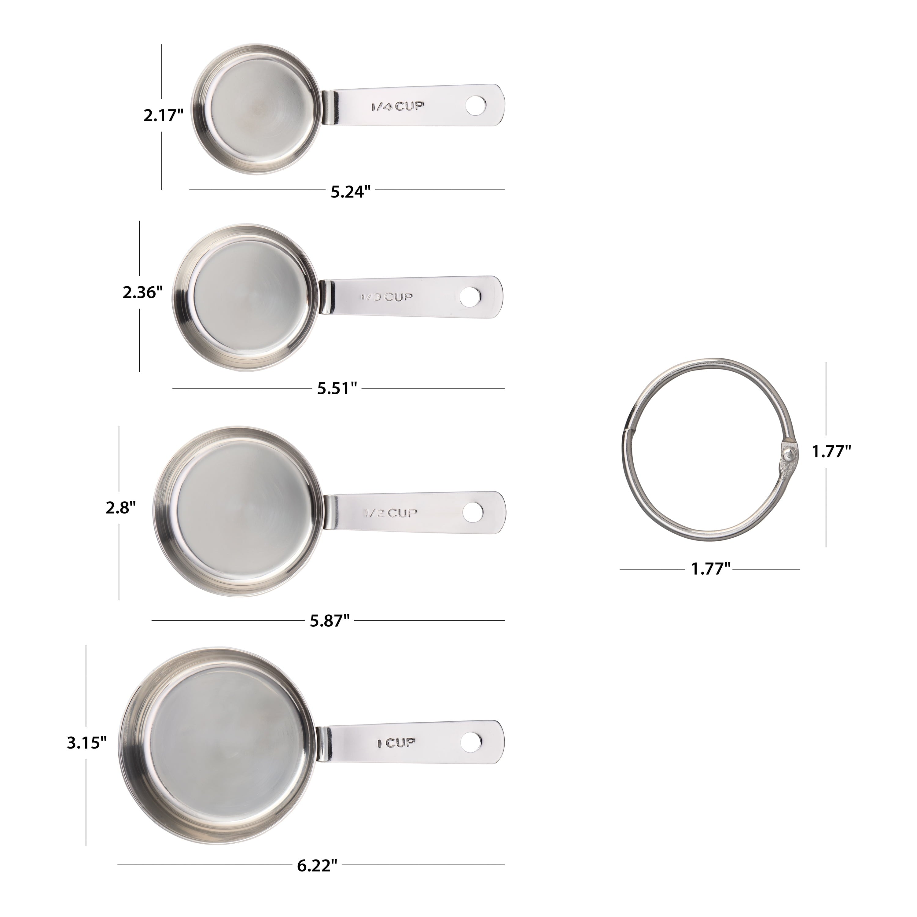 Innovative Kitchen Stainless Steel 4-Piece Nesting Measuring Cups - Premium Stainless Steel Garlic Presser & Peeler Detail