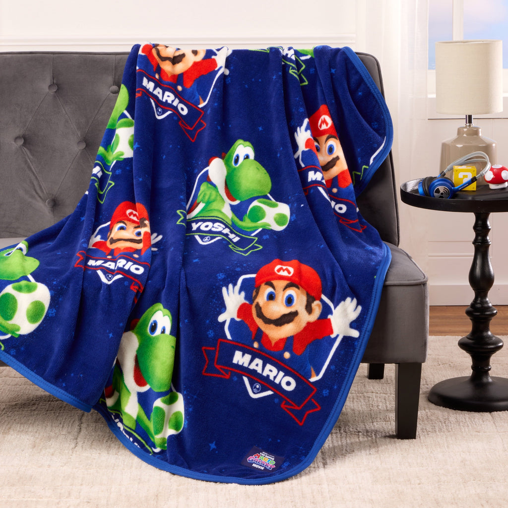 Lightweight Warm Galaxy Movie Kids Blue Print Fleece Throw Blanket, 46 x 60 - Luxury Knitted Decorative Throw Blanket with Fringes Detail