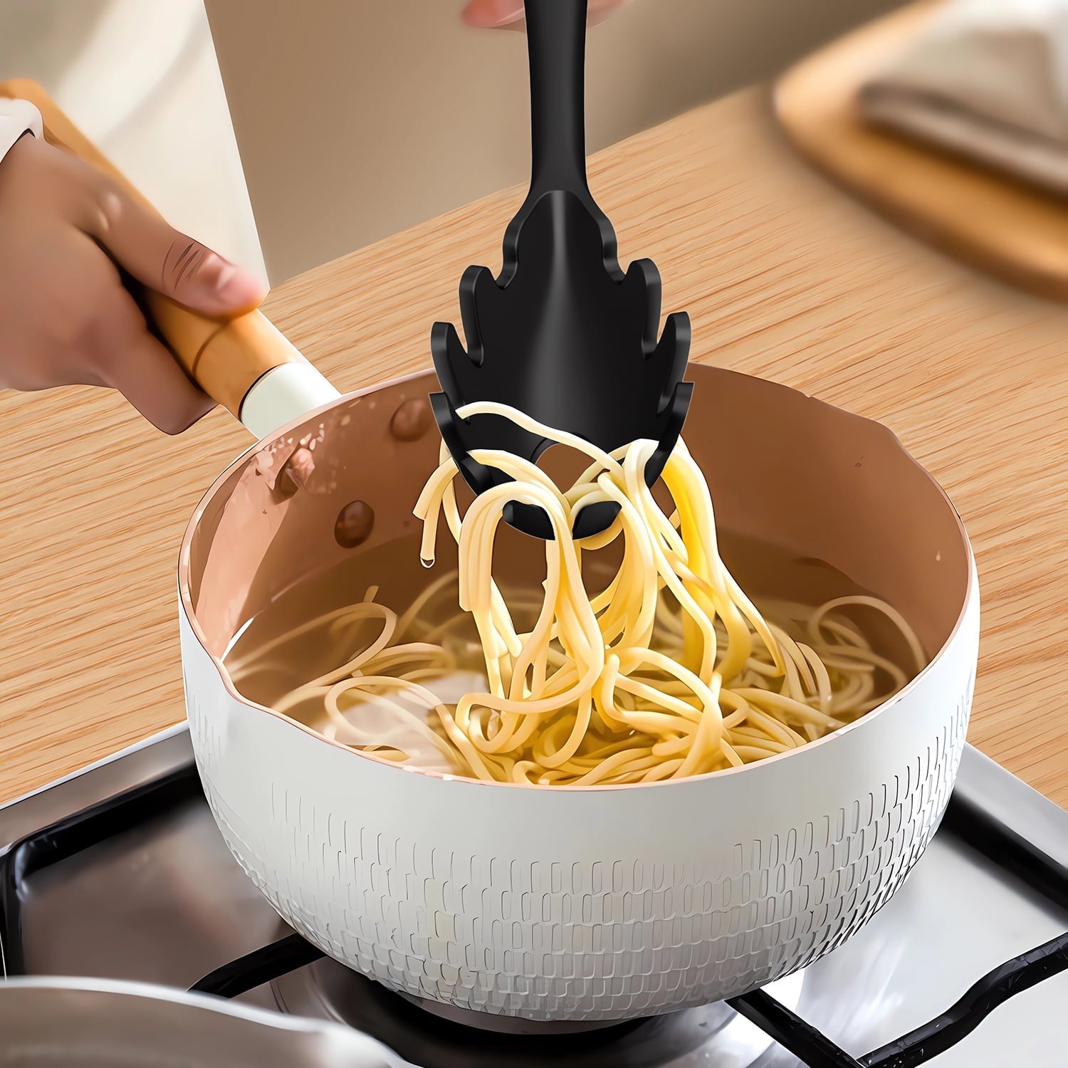 Heat-Resistant Silicone Cooking Utensils Set - 446°F Heat Resistant Kitchen Utensils,Turner Tongs,Spatula,Spoon,Brush,Whisk,Ki... - Ergonomic Kitchen Tongs and Cooking Spoon Utensil Detail