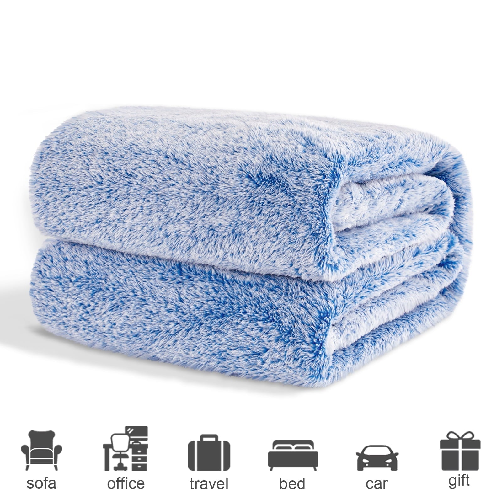 Decorative Knitted Plush Fuzzy Large Fleece Throw Blanket (50" x 70", Mixed Cobalt Blue)- Soft, Warm and Lightweight - Super Soft Reversible Sherpa Flannel Blanket Detail