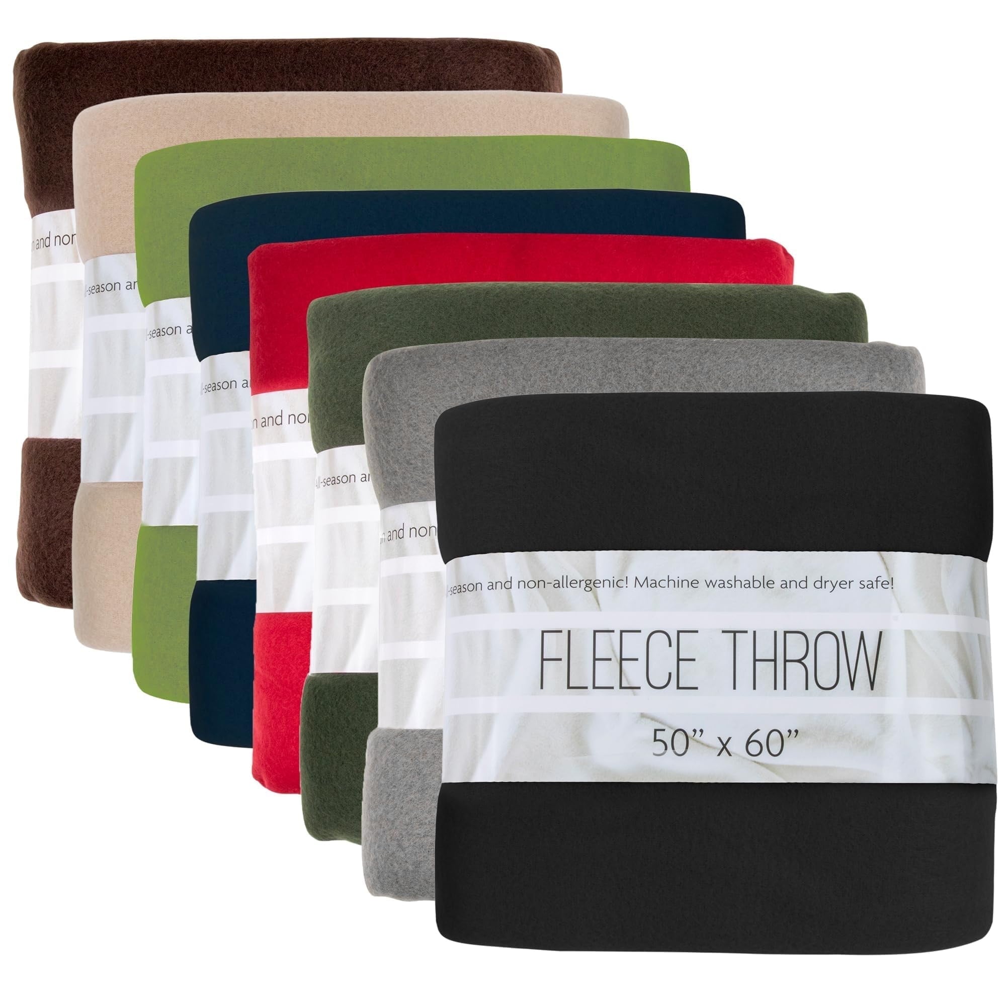Reversible Sherpa 24 pack Trail maker 60”L x 50”W Solid Color Hypoallergenic Fleece Throw Blankets in Assorted Colors - Luxury Knitted Decorative Throw Blanket with Fringes - Default Title