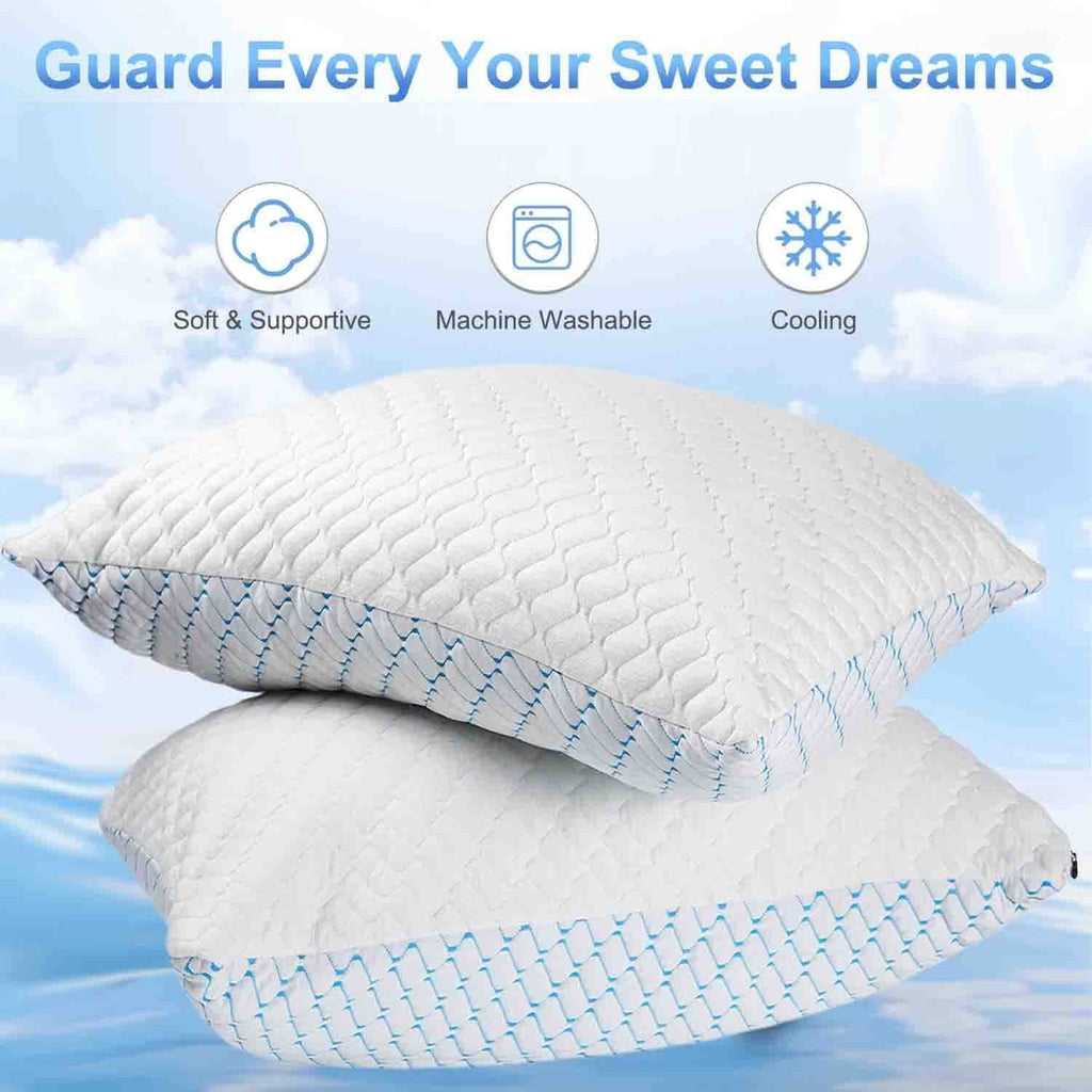 Orthopedic Support Pillows for Sleeping (2-Pack), Luxury Hotel Pillows Queen Size Set of 2,Bed Pillows for Side and Back Sleeper (Queen) - Decorative Throw Pillow Cushion for Sofa & Bed Detail
