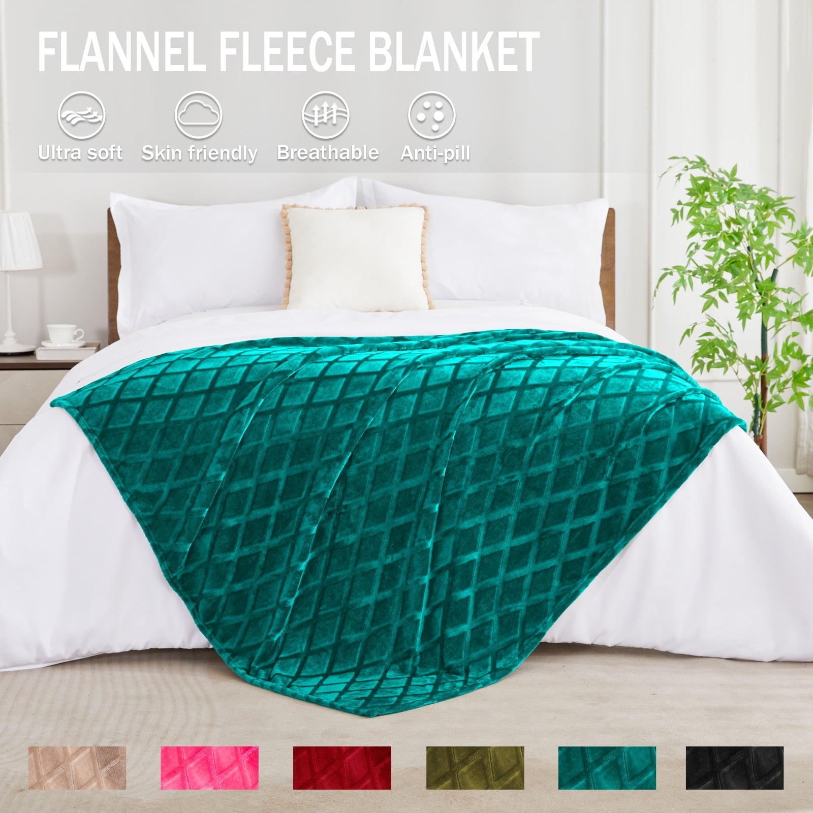 Lightweight Warm Large Soft Throw Blanket for Couch, 50x70 Inches Diamond Geometry Pattern Velvet Fleece Blanket, Cozy, Warm and Light... - Lightweight Plush Warm Blanket for All Seasons Detail