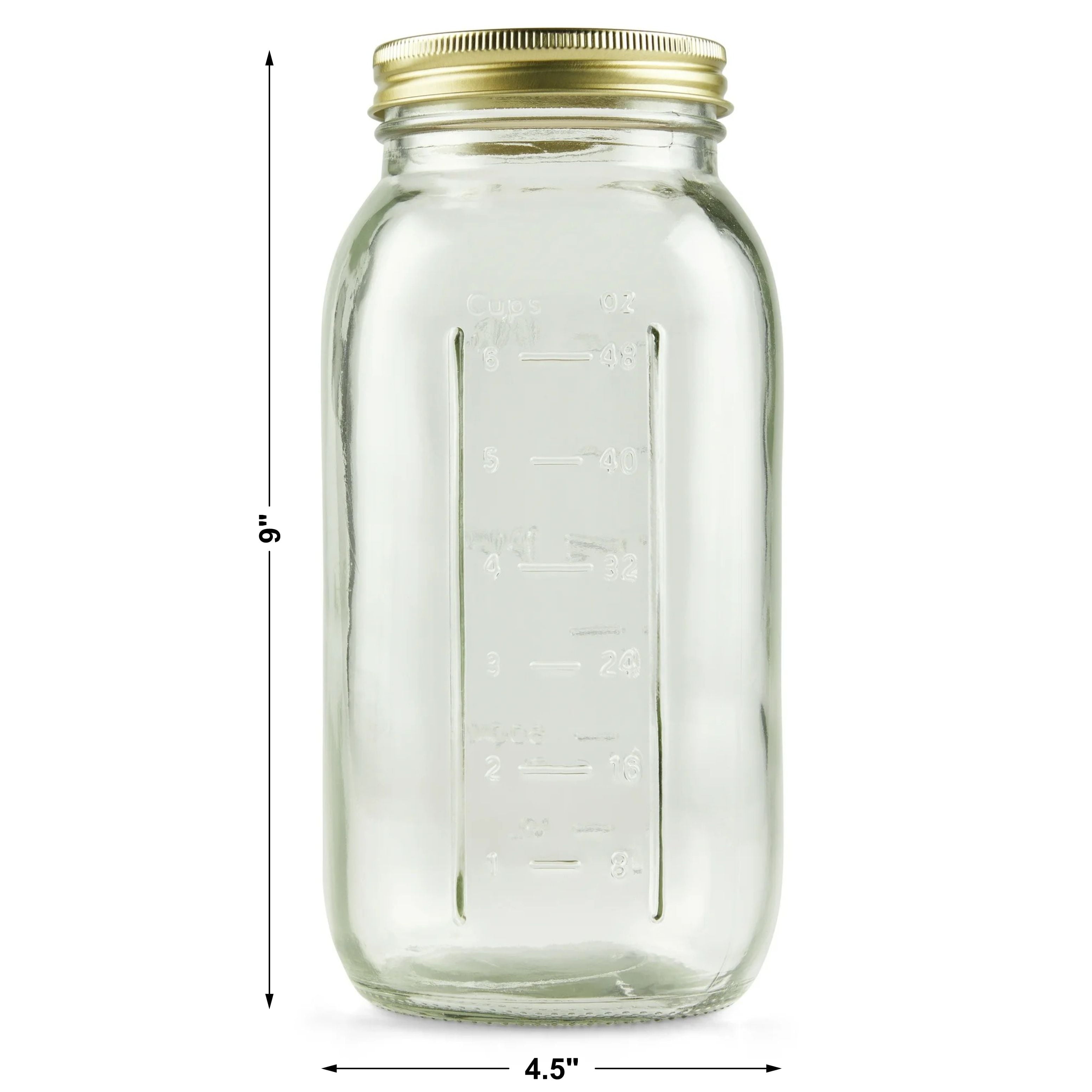 Deliciously Squishy 64 oz Mason Jars, Wide Mouth Half Gallon Canning Jars with Lids and Rings, 6-Pack Extra Large Glass Jars for Home Can... - Playful Star & Heart Shaped Geometric NeeDoh Detail