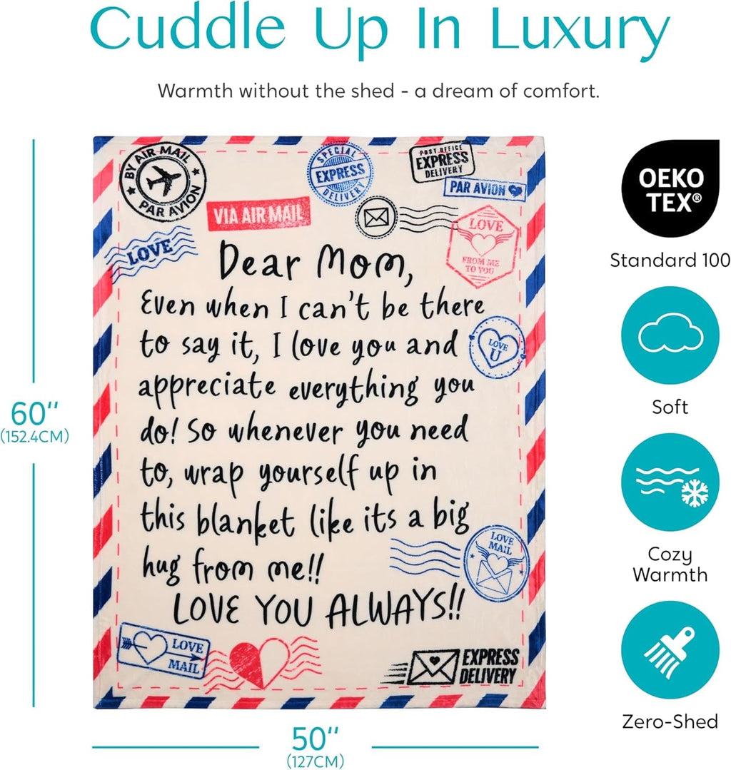 Lightweight Warm Blanket for Mom 50" x 60" Soft Flannel Throw Blanket Birthday Mother's Day Gift，Ivory White - Cozy Fleece Throw Blanket for Couch & Bed Detail