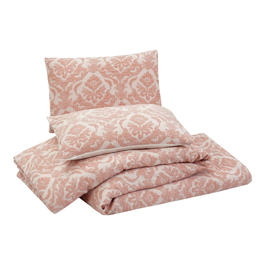 Luxurious Quilted Woven Damask 2-Piece Comforter Set, Blush, Full Queen, All Ages - Hypoallergenic Ultra-Fluffy Quilt for Winter Detail