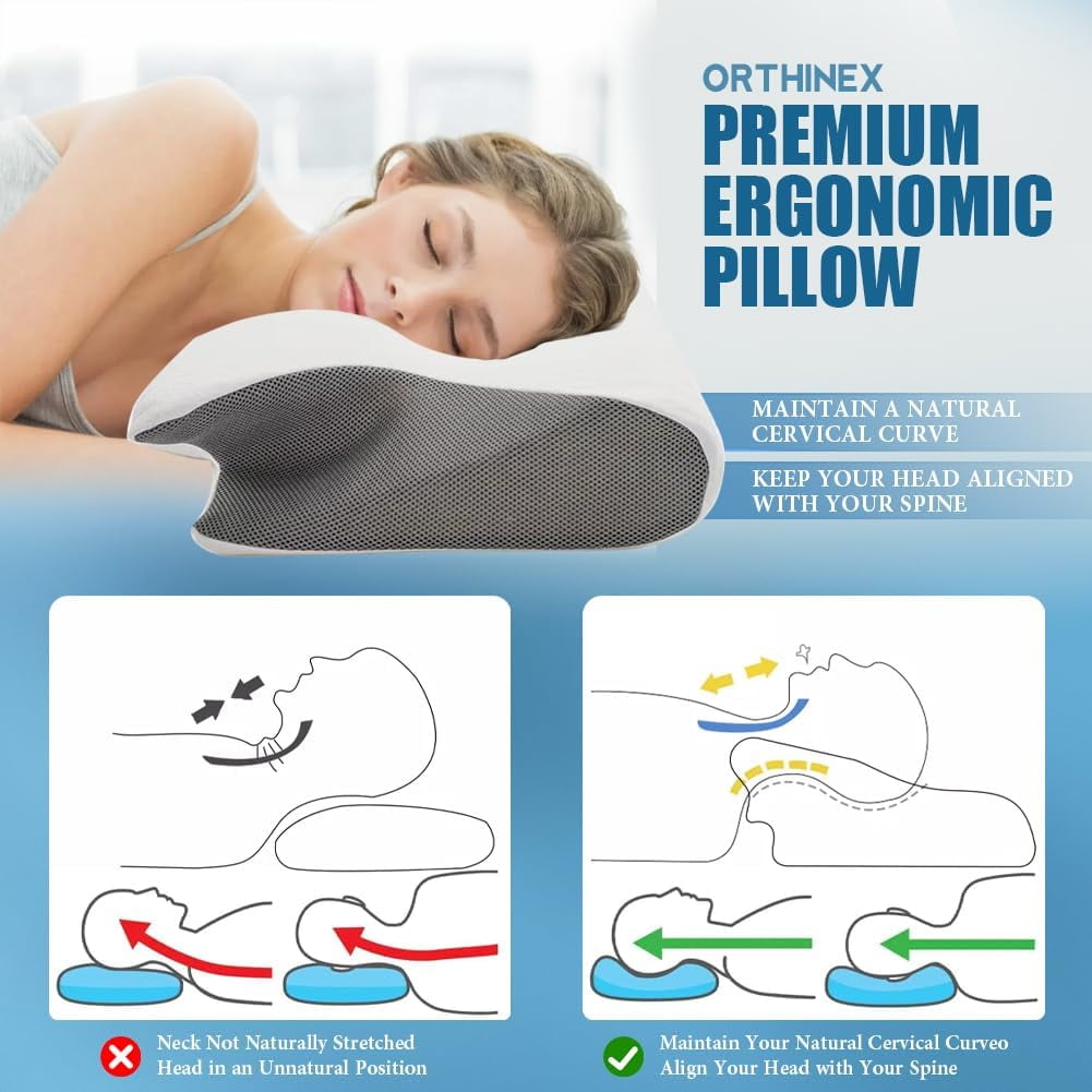 Orthopedic Support Airway Pro Sleep Apnea Pillow, Airway Pro Cervical Pillow - All-Night Neck Support, Ergonomic Pillows for All Sleepin... - Orthopedic Shredded Foam Bed Pillow Set Detail
