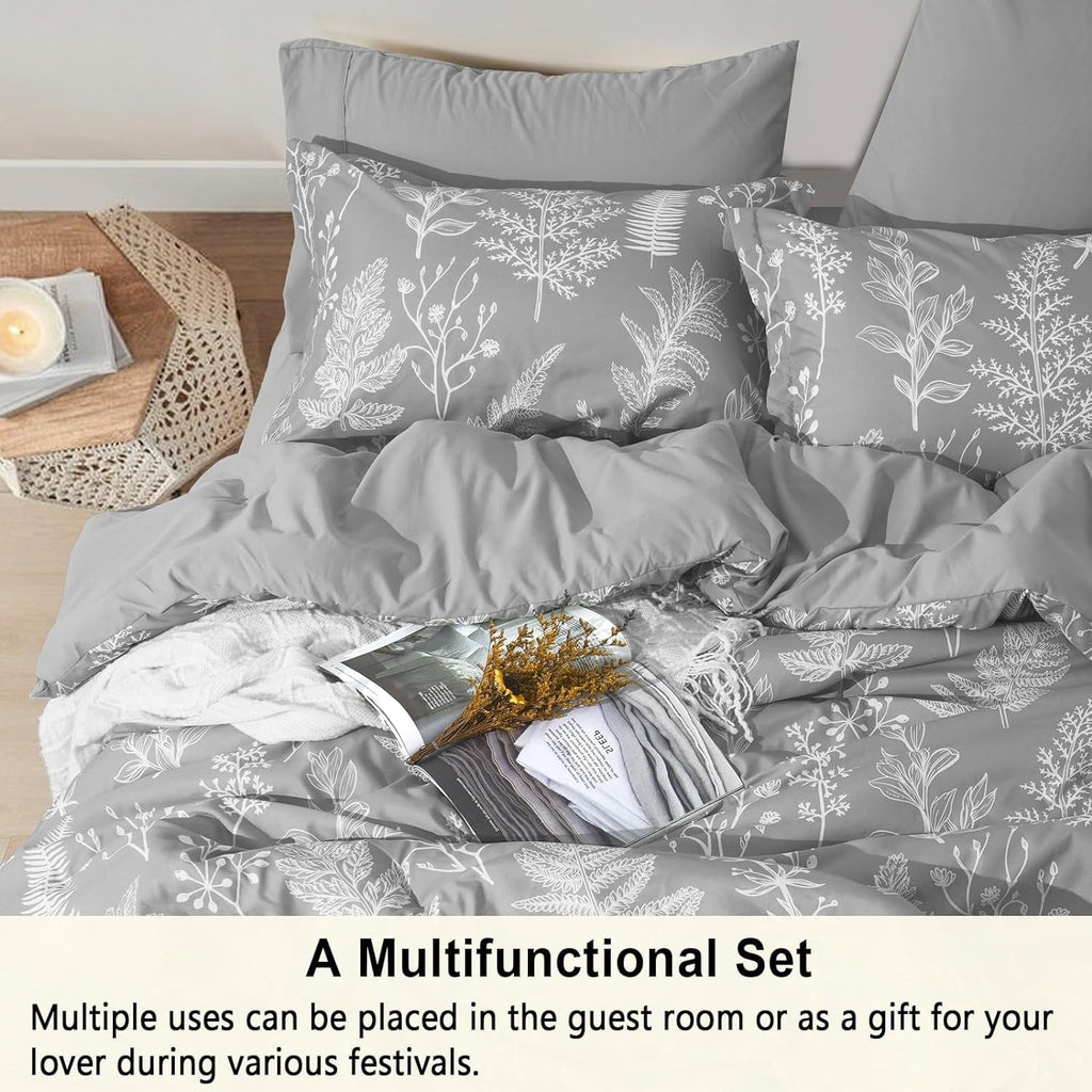 Hypoallergenic Cloud 7 Pieces Printed King Comforter Set, Lightweight Reversible Botanical Bedding Set Include Comforter, Pillow Shams, Fl... - All-Season Down Alternative Comforter Insert Detail