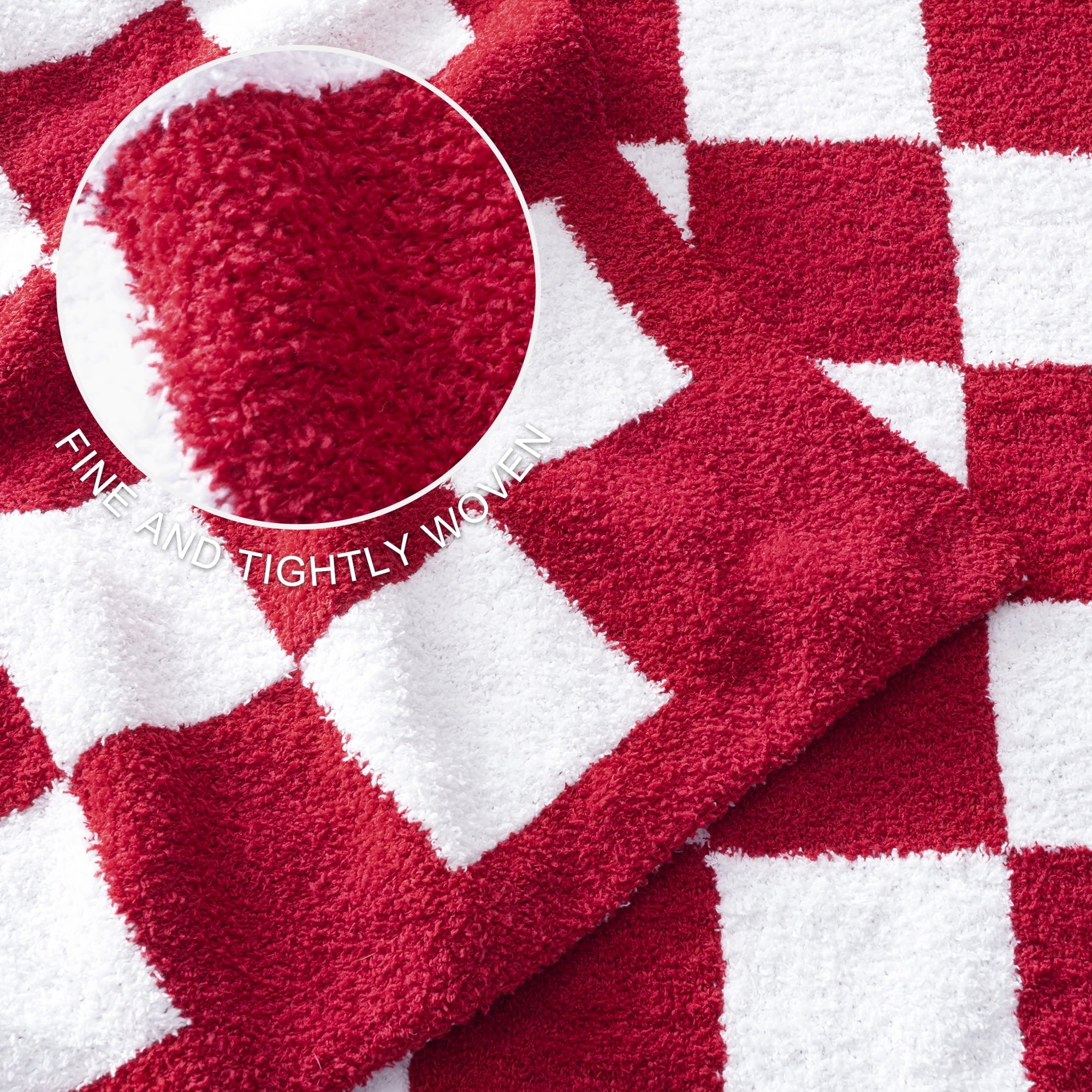Lightweight Warm Checkered Knit Throw Blanket, Ultra Soft Cozy Fluffy Checkerboard Blankets, Lightweight Fuzzy Plush Throw for Couch a... - Lightweight Plush Warm Blanket for All Seasons Detail
