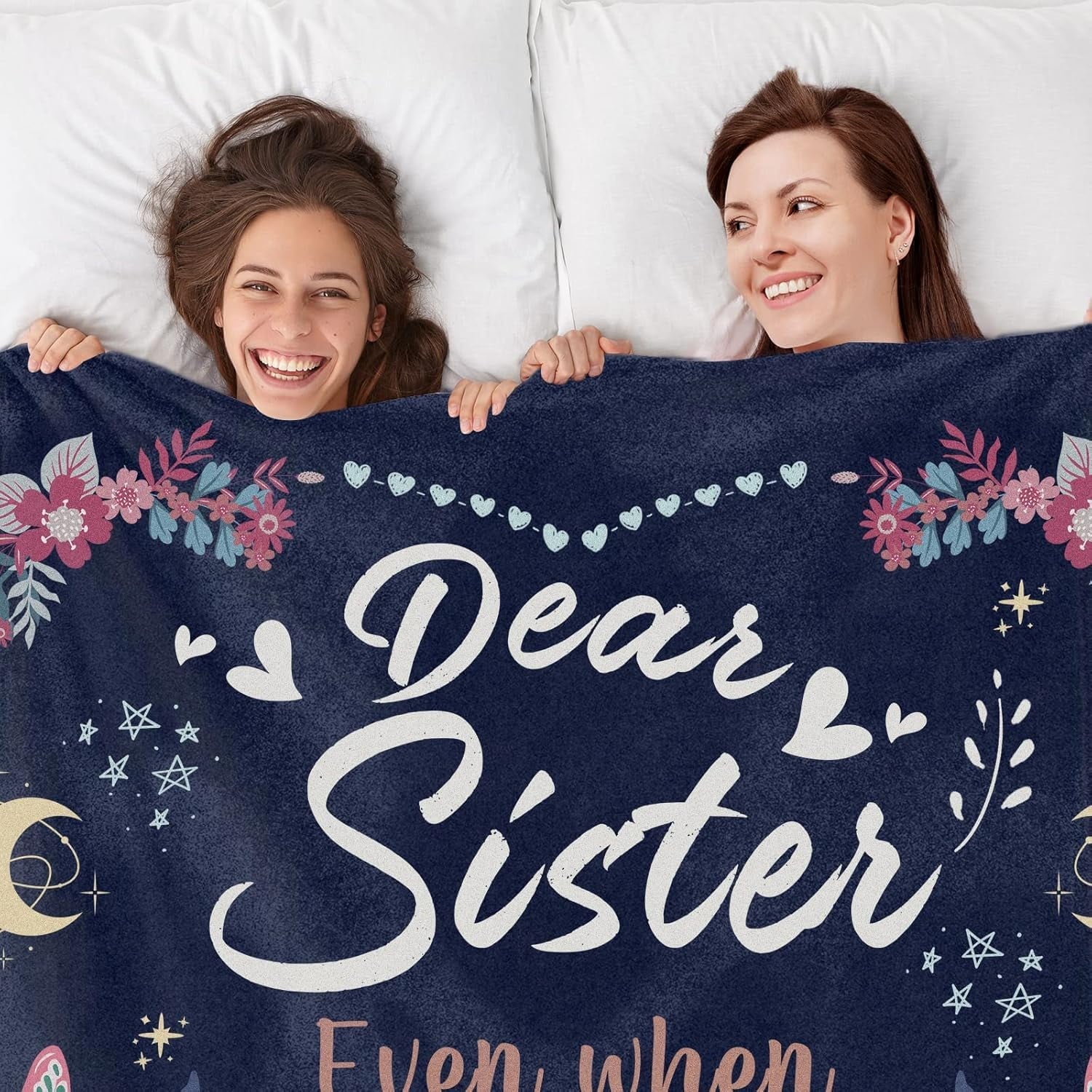Reversible Sherpa Sister Gifts Blanket, Sisters Gifts on Mother's Day, Blanket Present for Sisters on Valentine's Day, Happy Birthday S... - Cozy Fleece Throw Blanket for Couch & Bed Detail