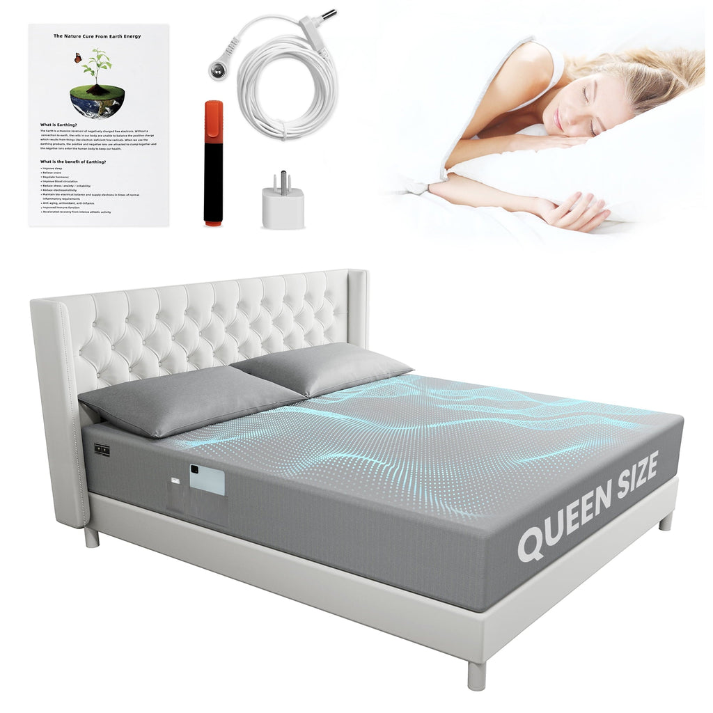 Breathable Luxury Grounding Sheets Queen Size 90% Organic Cotton + 10% Pure Silver Fitted Bed Sheet Gray Fiber Grounding Sheet Earth Ce... - Premium Ultra-Soft Pillowcase Pair for Sleeping Detail