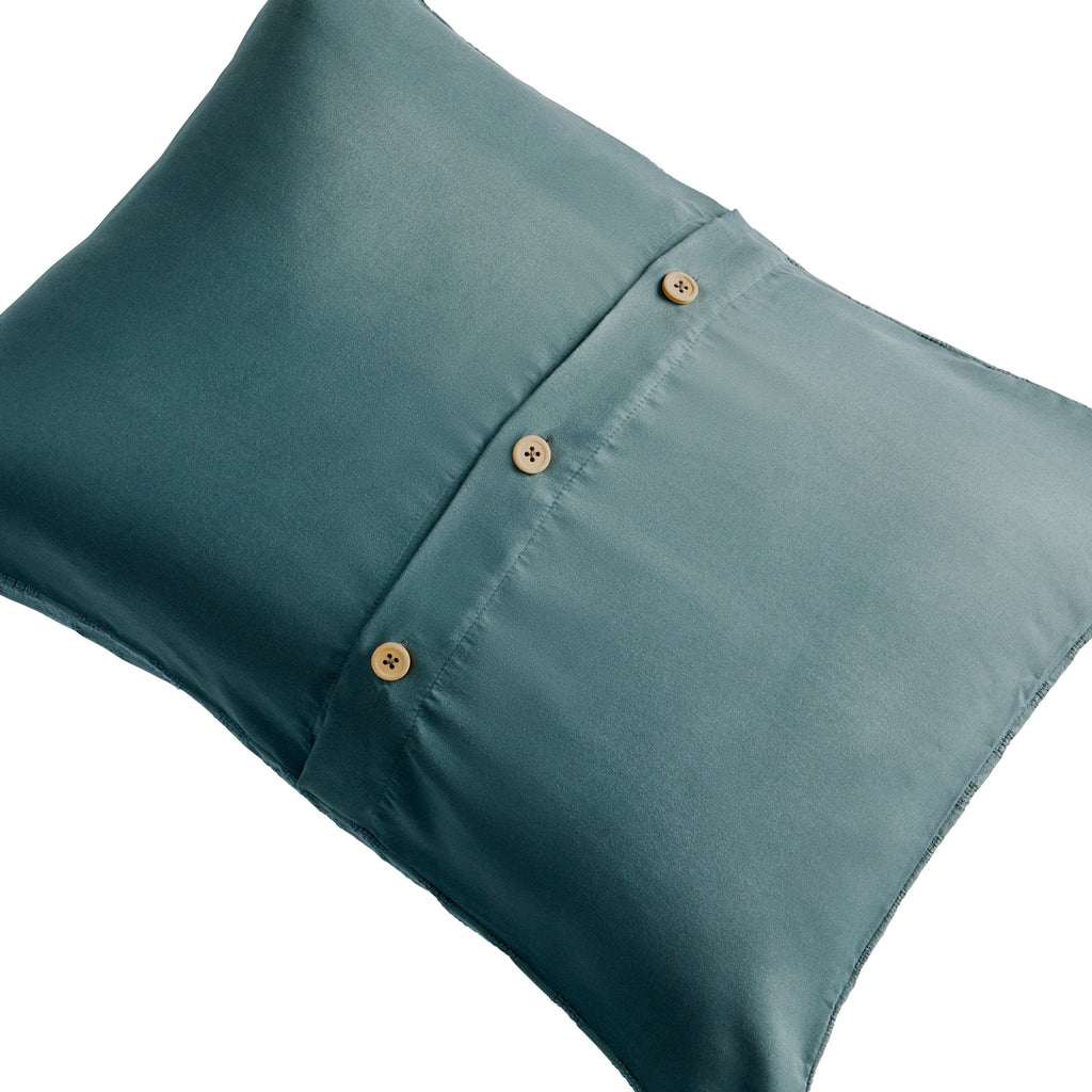 All-Season Full/Queen Comforter Set, All-Season, 3-Piece, Nimbus Blue Block Weave - Luxurious Quilted Duvet Cover Set Detail