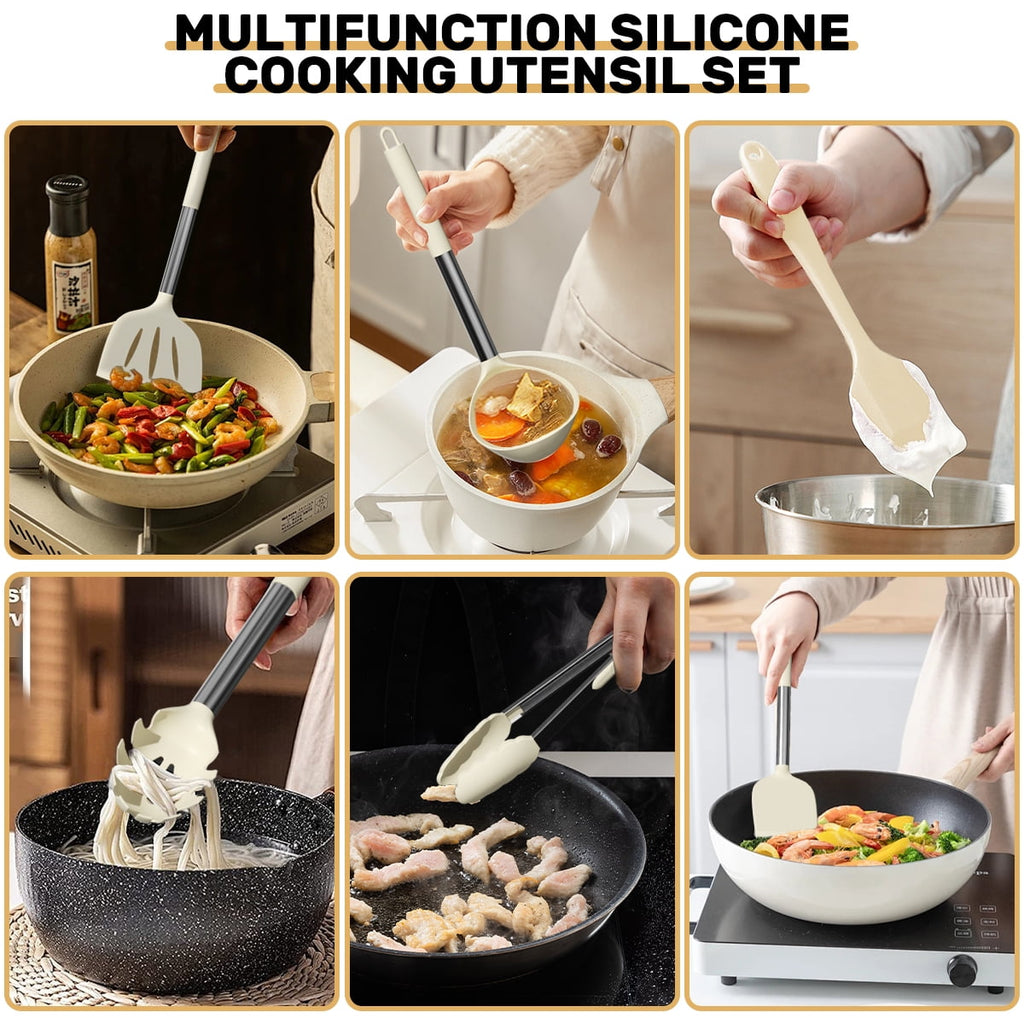 Durable Steel Silicone Cooking Utensil Set, 30 Pcs Kitchen Utensils Set with Stainless Steel Handle, Food Grade Silicone Spatula Se... - Professional Kitchen Tool for Culinary Enthusiasts Detail