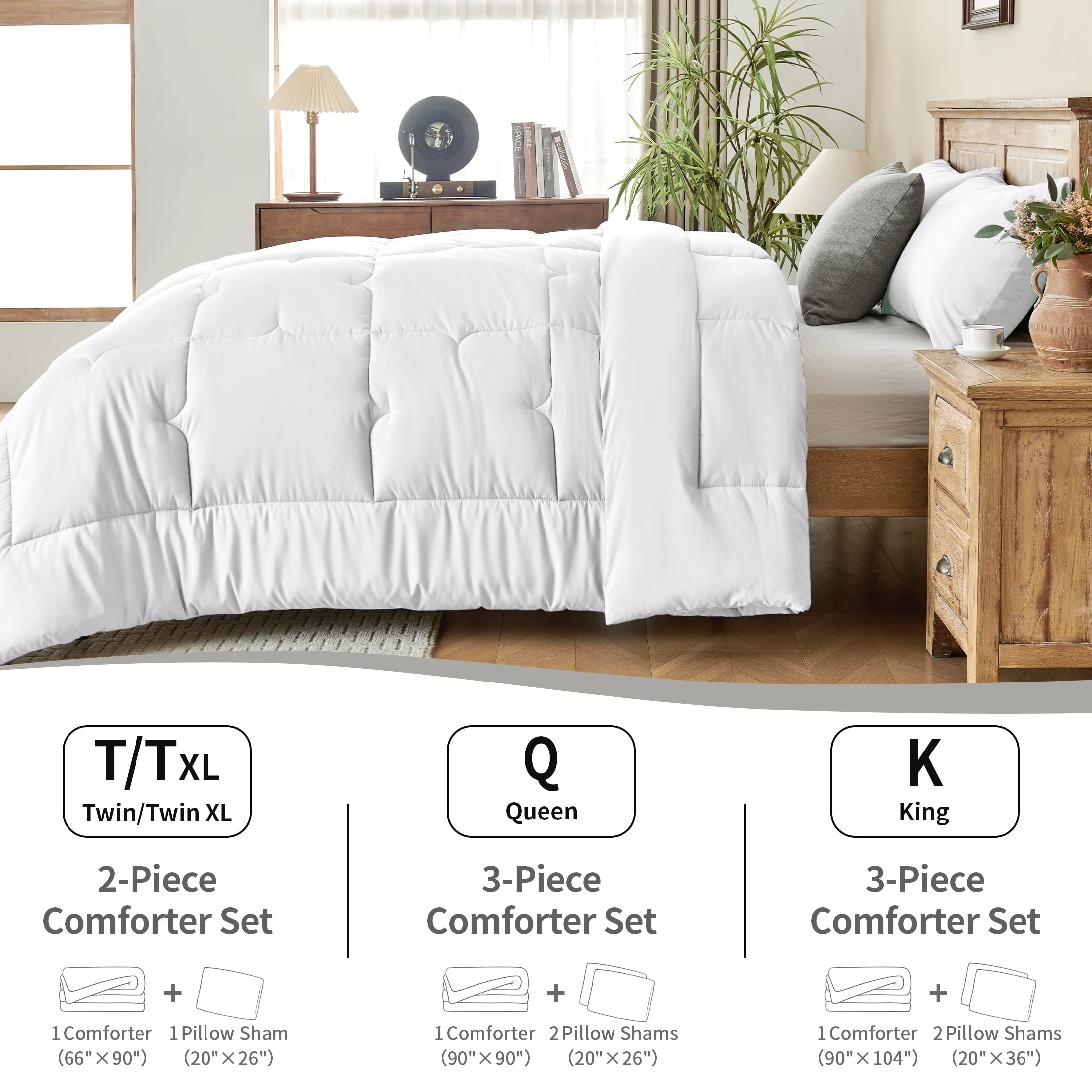 Hypoallergenic Cloud 3-Piece Queen Comforter Set - All-Season Down Alternative Bedding Bundle with 2 Pillow Shams, Premium Soft Bedding Se... - Cloud-Like Soft Lightweight Bed Comforter Detail