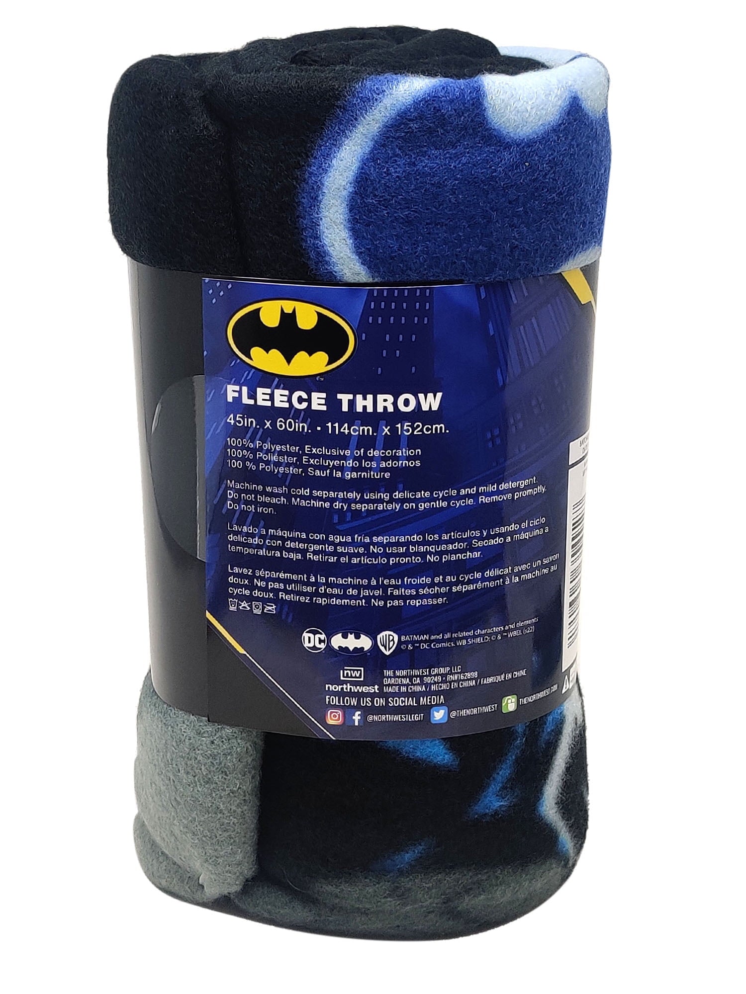 Decorative Knitted Throw Blanket 45" x 60" Dark Knight Superhero - Super Soft Reversible Sherpa Flannel Blanket Detail