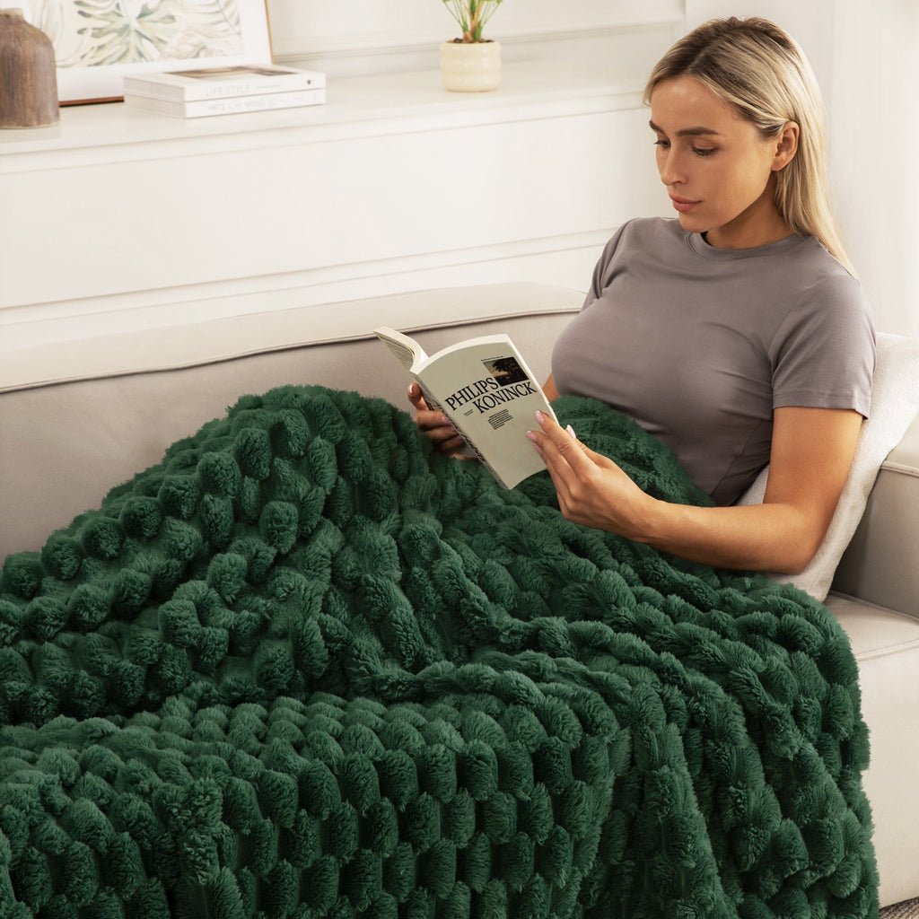 Super Soft Flannel 50"x60" Throw Blanket for Couch with Expanded 3D-Jacquard Pattern, Fuzzy Soft Cozy Exquisite Blankets or All Season, ... - Cozy Fleece Throw Blanket for Couch & Bed Detail