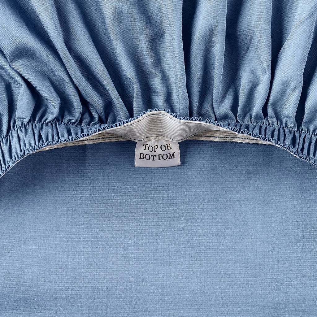 Premium Egyptian Cotton Cool & Crisp 3-Piece 300 Thread Count Blue Water Cotton Percale Sheet Set, Twin - Breathable Egyptian Cotton Flat & Fitted Sheets Detail