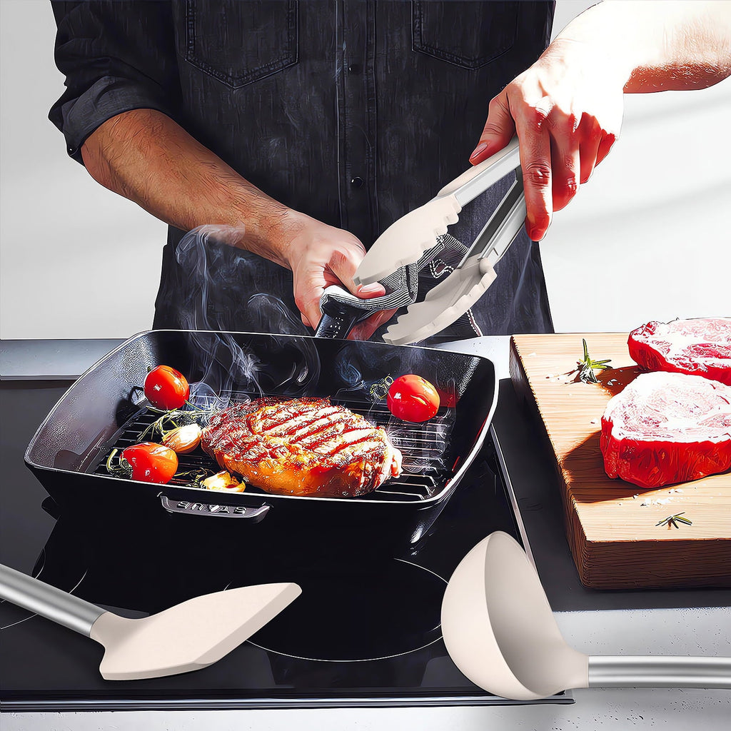 Professional Grade Silicone Cooking Utensils Set - Heat Resistant Silicone Kitchen Utensils for Cooking, Kitchen Utensil Spatula Set,BPA... - Multi-Purpose Hand Tool for Daily Meal Prep Detail
