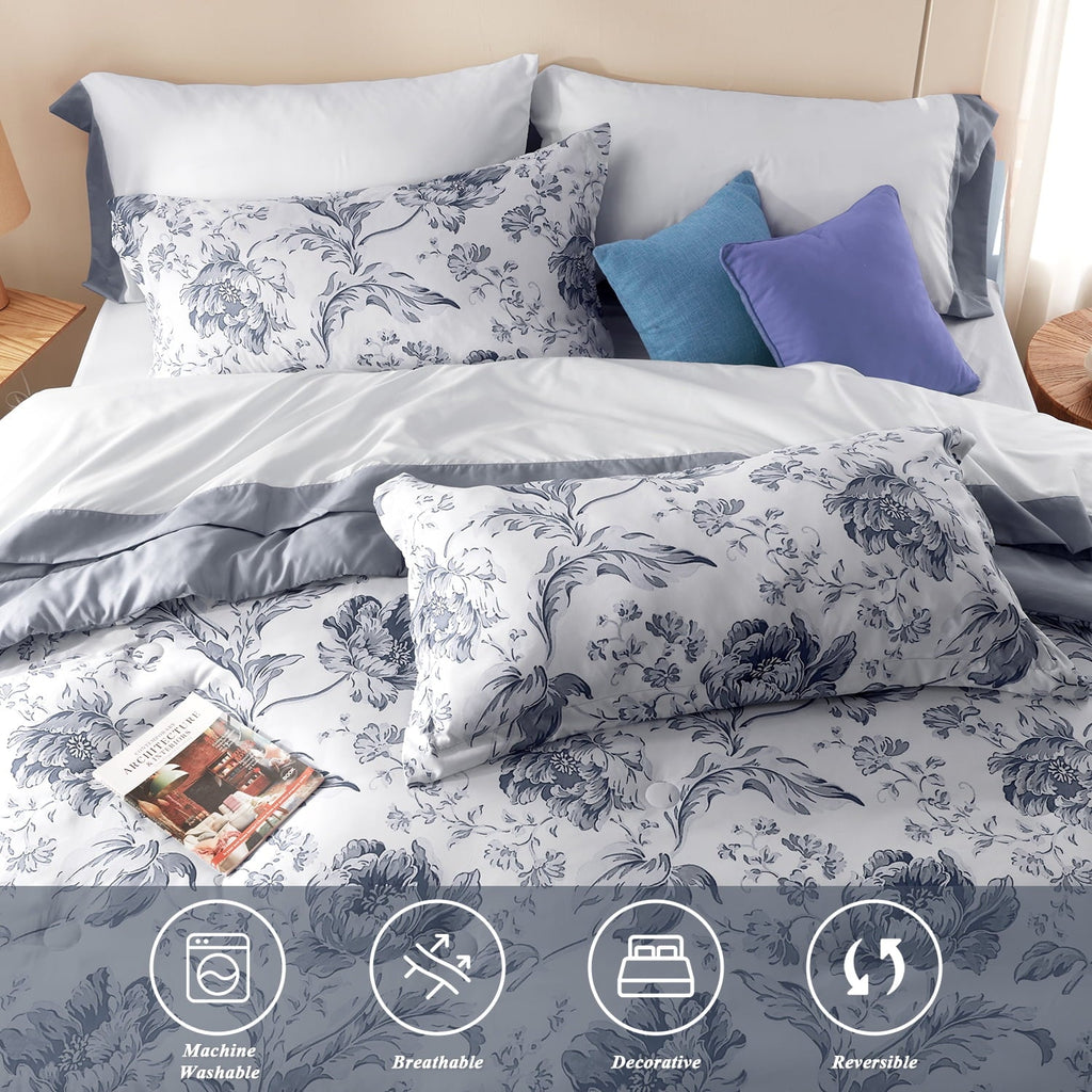 Heavyweight Warmth Queen Comforter Sets,7-Pieces Reversible Bedding Sets,Bed in a Bag with Comforter,Flat Sheet and Fitted Sheet,Pillowc... - All-Season Down Alternative Comforter Insert Detail