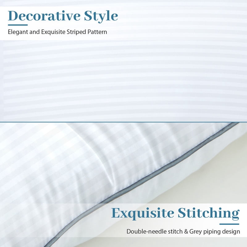 Decorative Plump Pillows Queen Size Set of 2, Bed Pillows for Side, Back and Stomach Sleepers, Super Soft Down Alternative Filling, Lu... - Orthopedic Shredded Foam Bed Pillow Set Detail