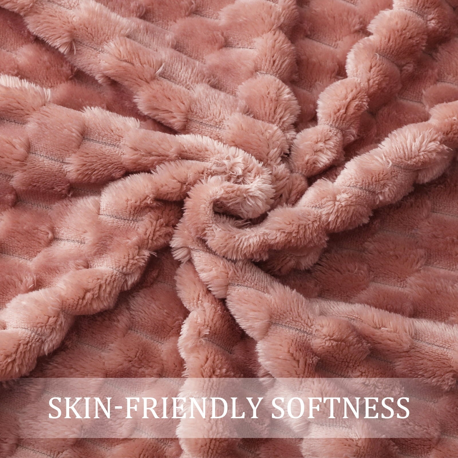 Super Soft Flannel Large Soft Fleece Throw Blanket, 50"x70" Stylish Jacquard Throw Blanket for Couch, Cozy, Warm, Lightweight Dusty Pink... - Super Soft Reversible Sherpa Flannel Blanket Detail